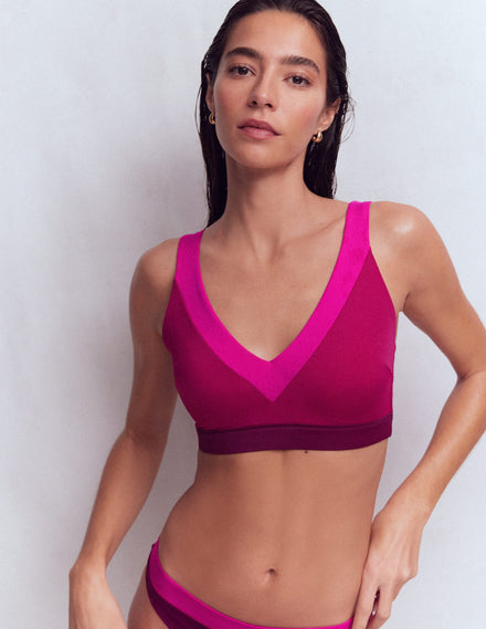 Campania Bikinioberteil mit gekreuzten Rückenträgern-Fuchsia, Schokobeere
