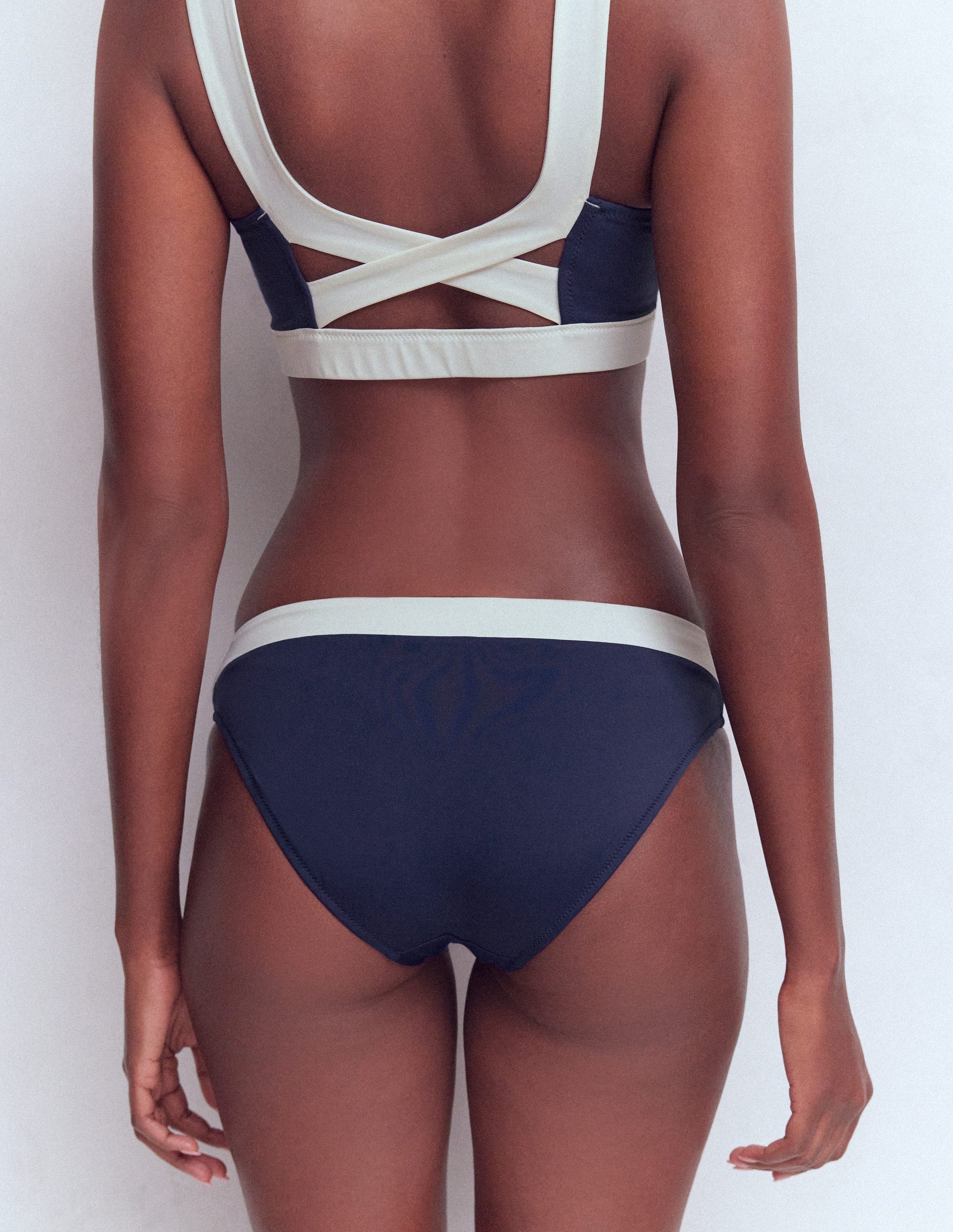 Campania Bikinihose-Marineblau, Naturweiß Blockfarben-3