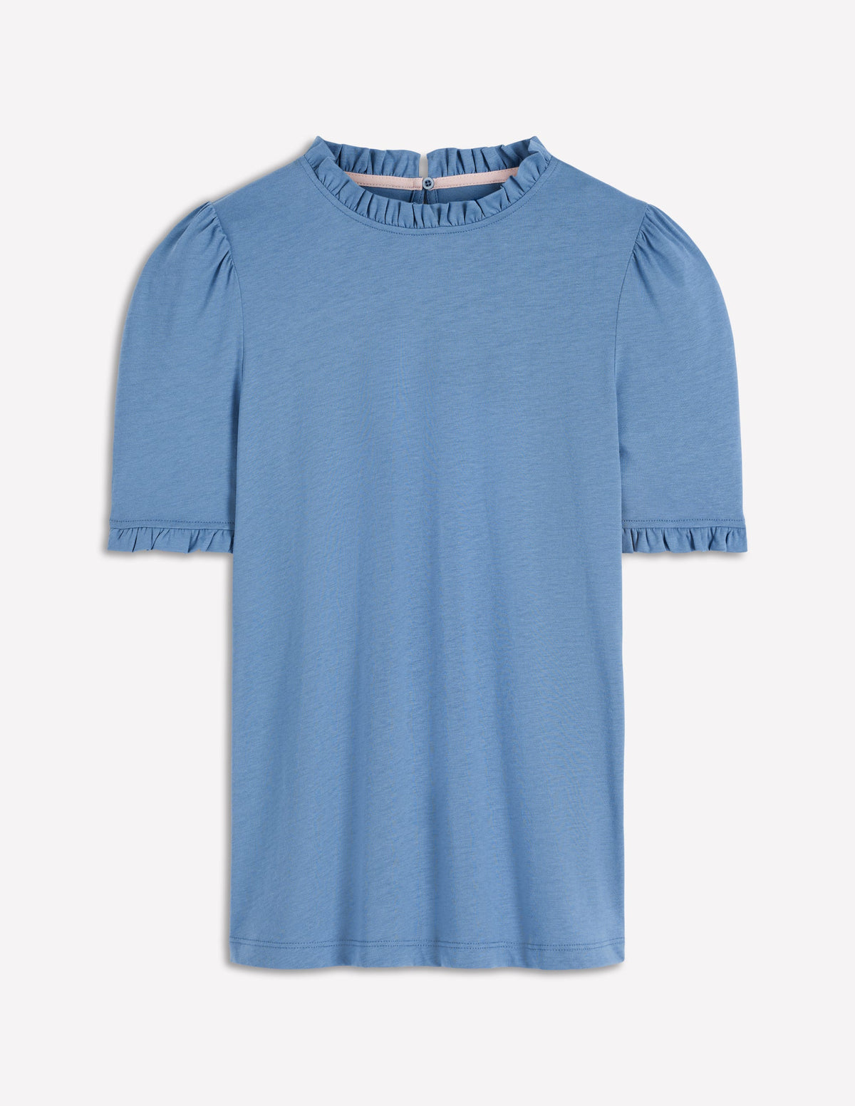 Superweiches T-Shirt mit Rüschendetail-Kapitänsblau-7