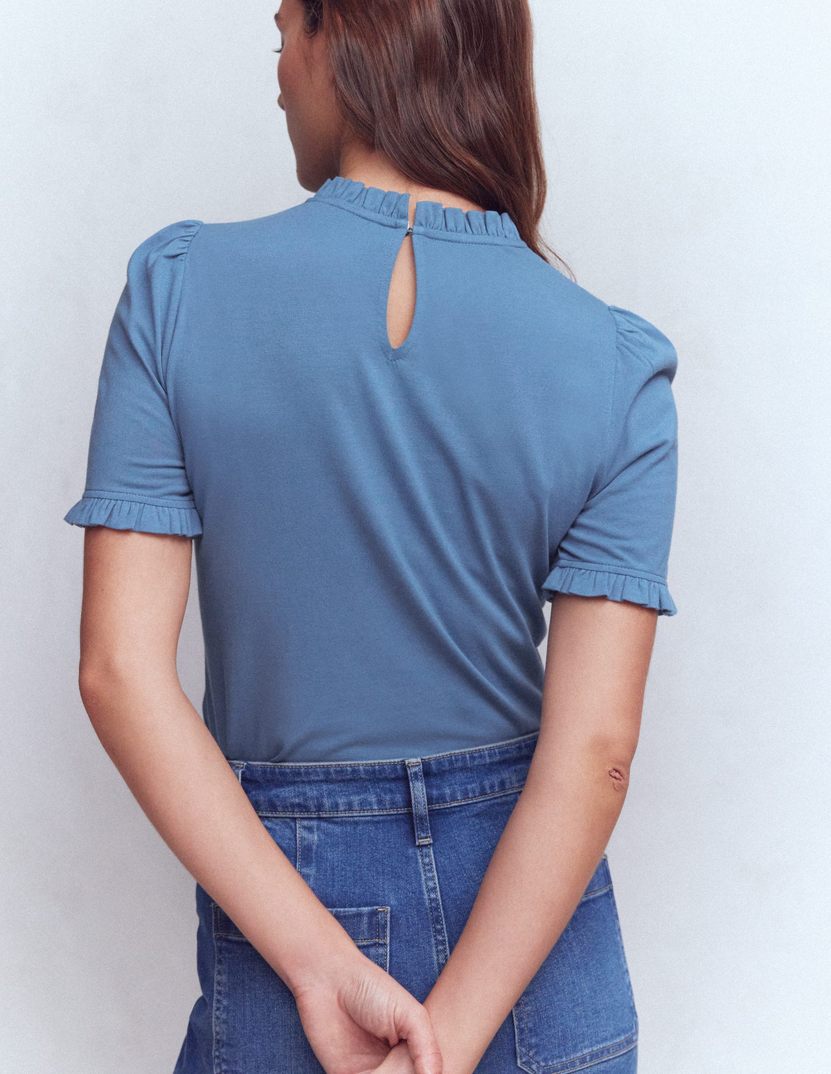Superweiches T-Shirt mit Rüschendetail-Kapitänsblau - Image 3
