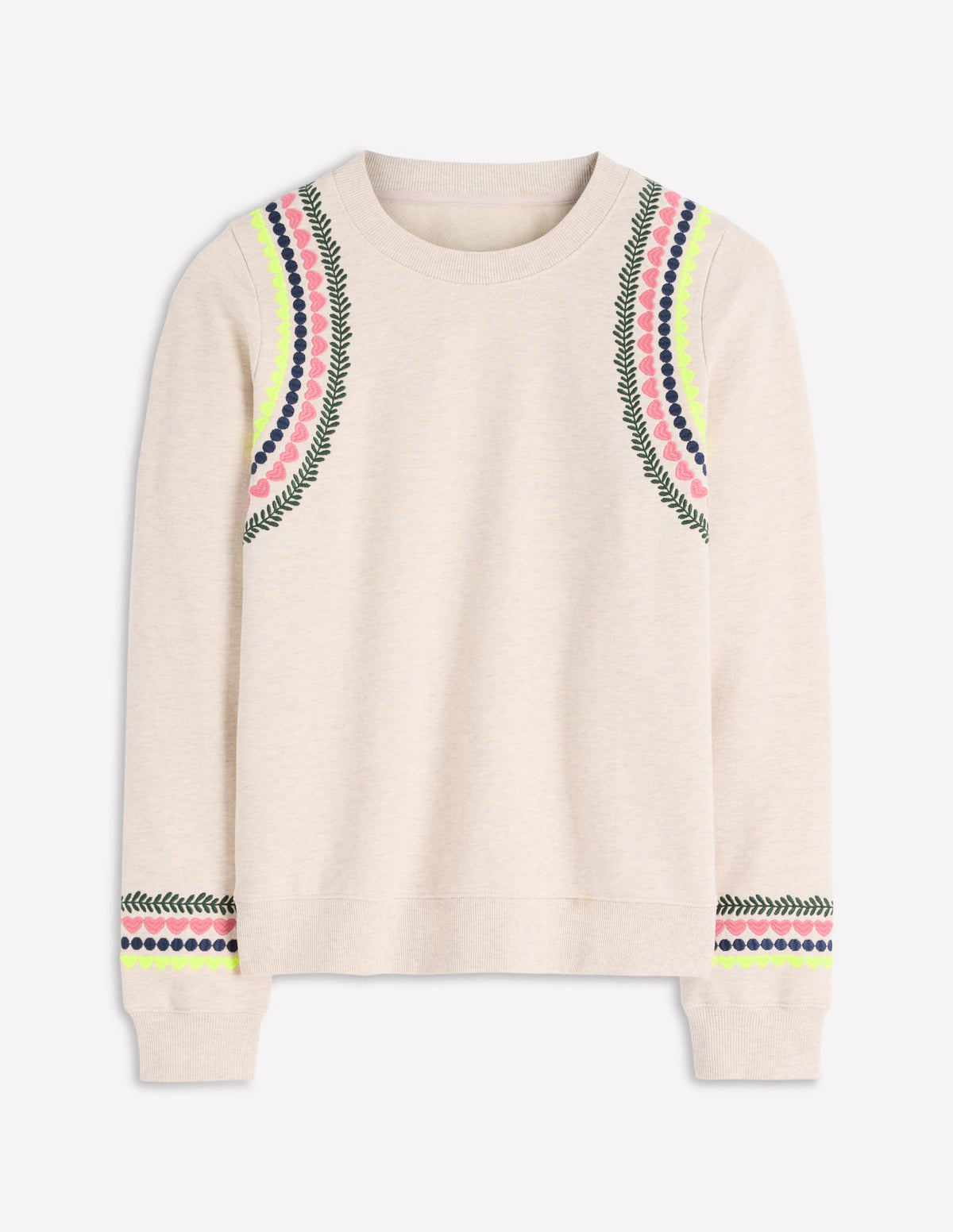 Hannah Embroidered Sweatshirt-Oatmeal Melange Embroidery - Image 5