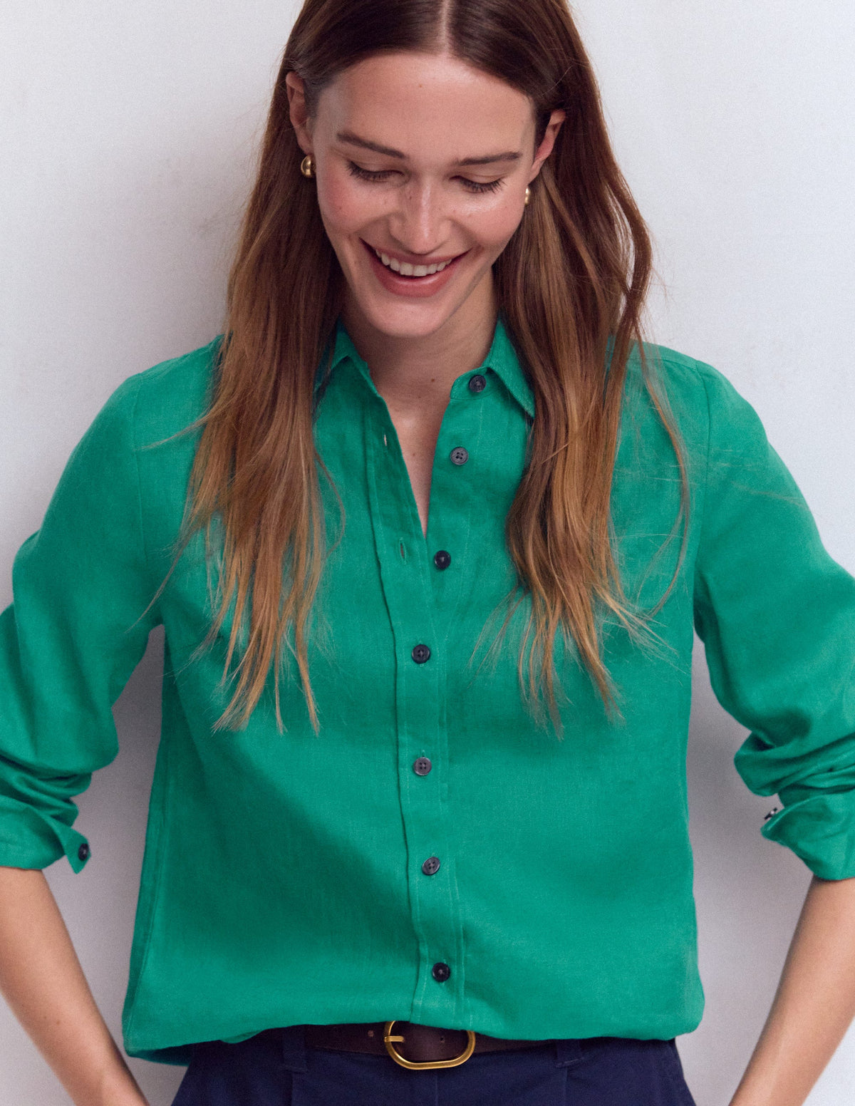 Sienna Leinenhemd-Tiefes Blaugrün - Image 2