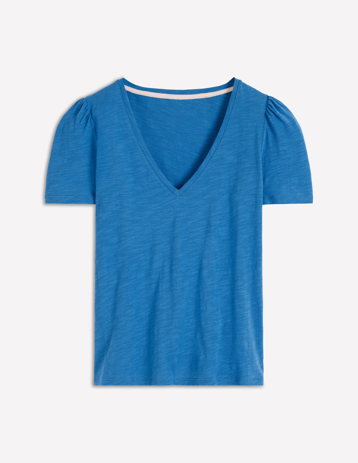 Sophie Flammgarn-T-Shirt mit V-Ausschnitt-Vallarta Blue - Image 5