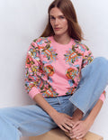 Rosa Bedrucktes Sweatshirt-Bunt, Botanisches Muster