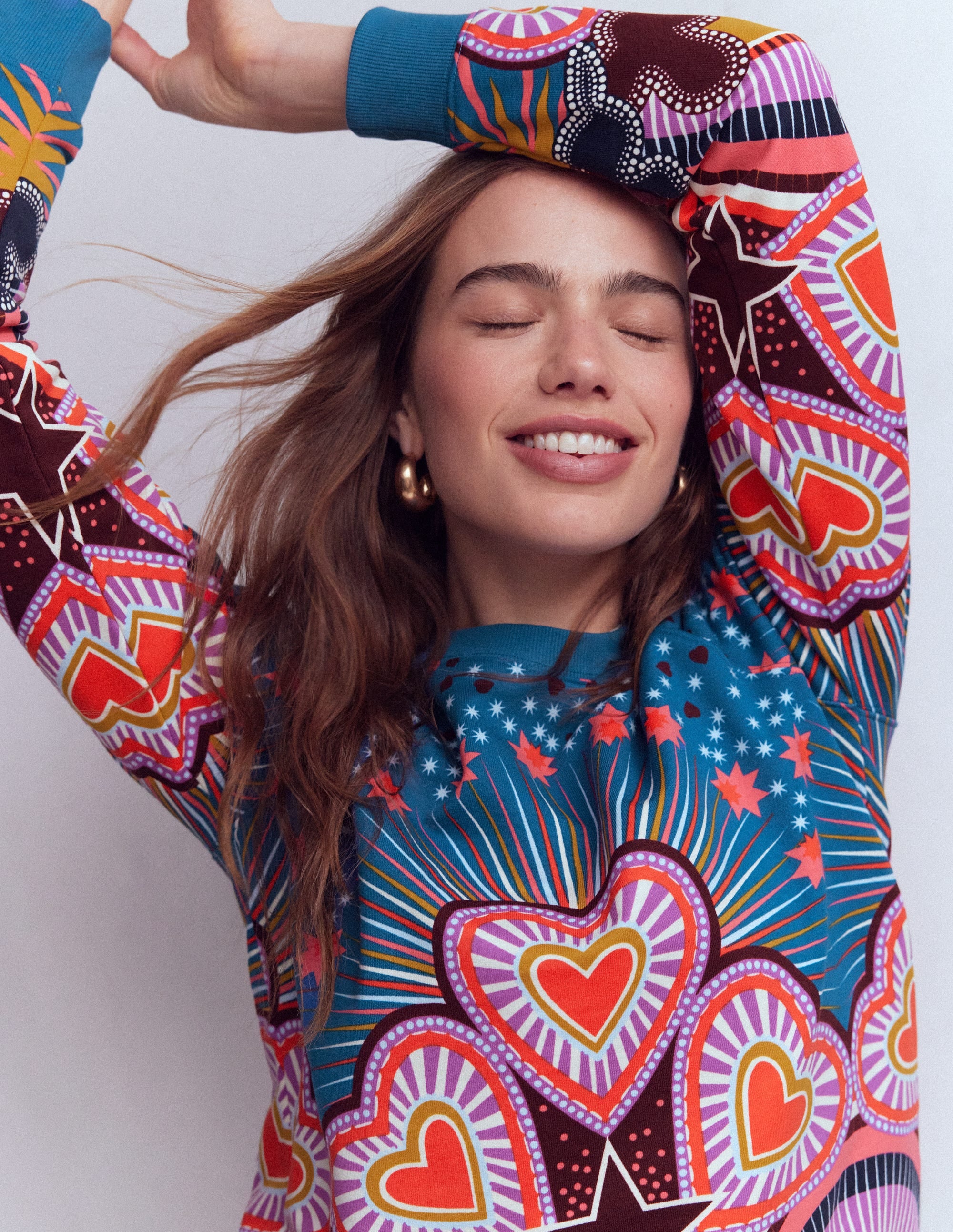 Rosa Printed Sweatshirt-Multi, Starburst Heart - Image 1