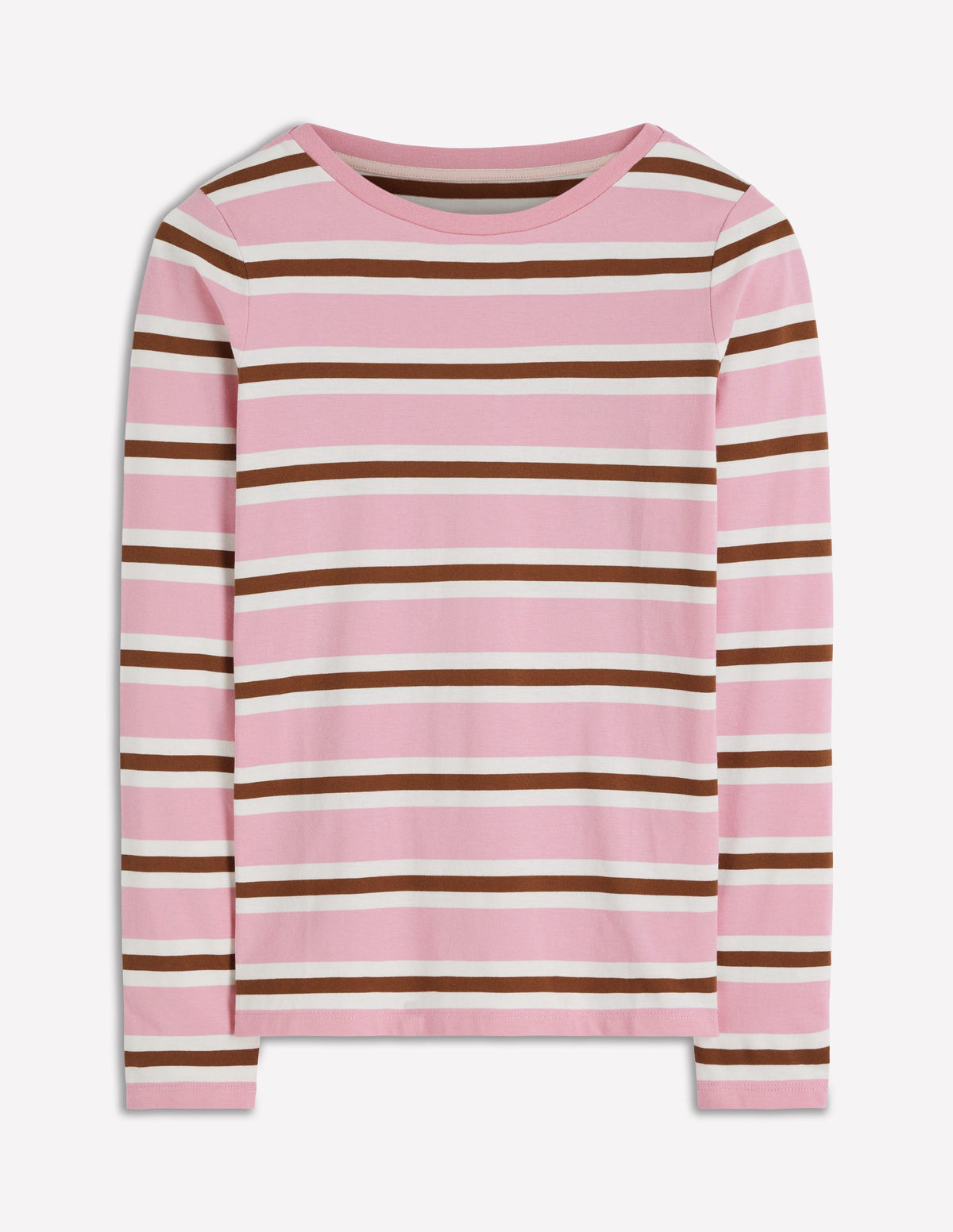 Olivia Langärmliges Bretonshirt-Kirschblütenrosa und Rotbraun Streifen - Image 6