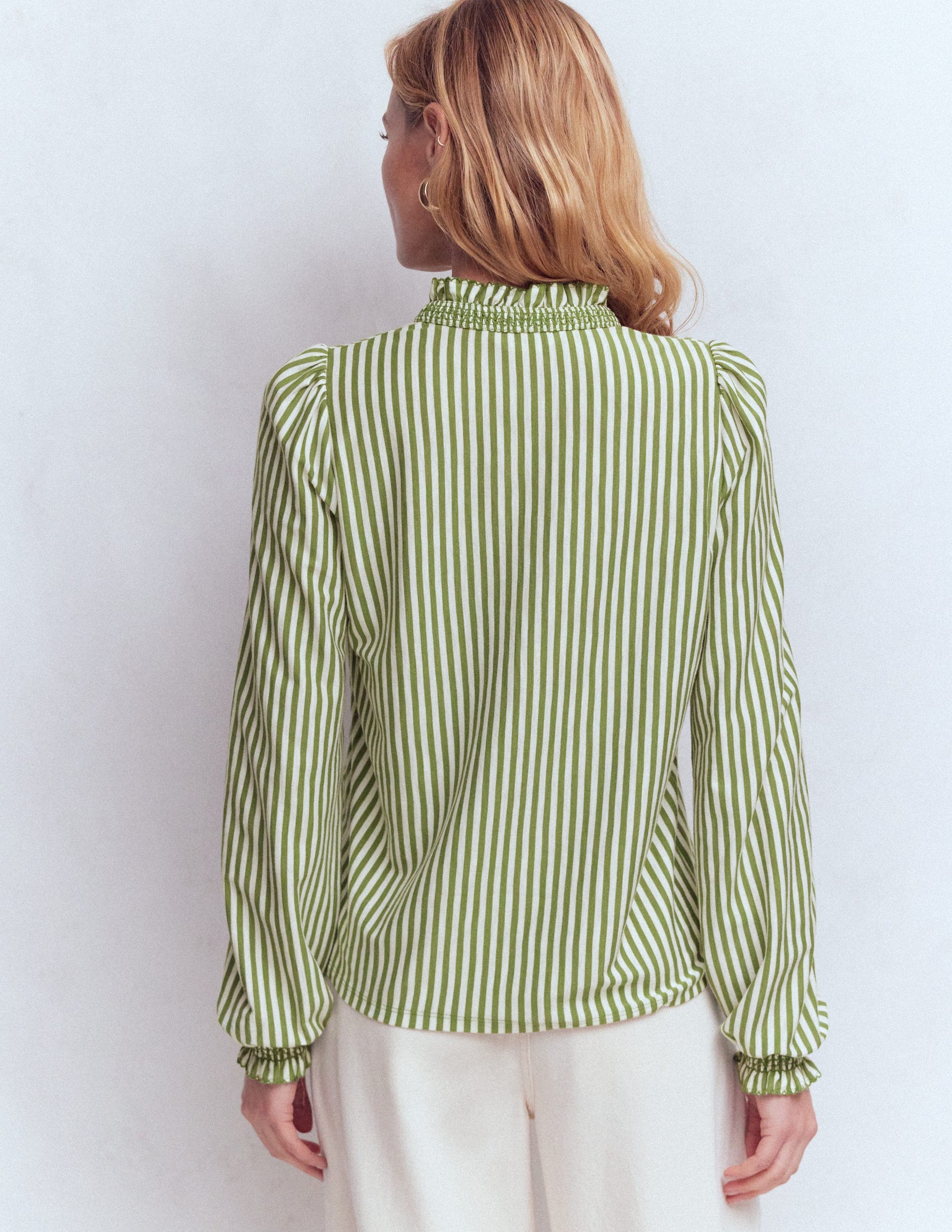 Chemise Effie à smocks-Rayé aneth-3
