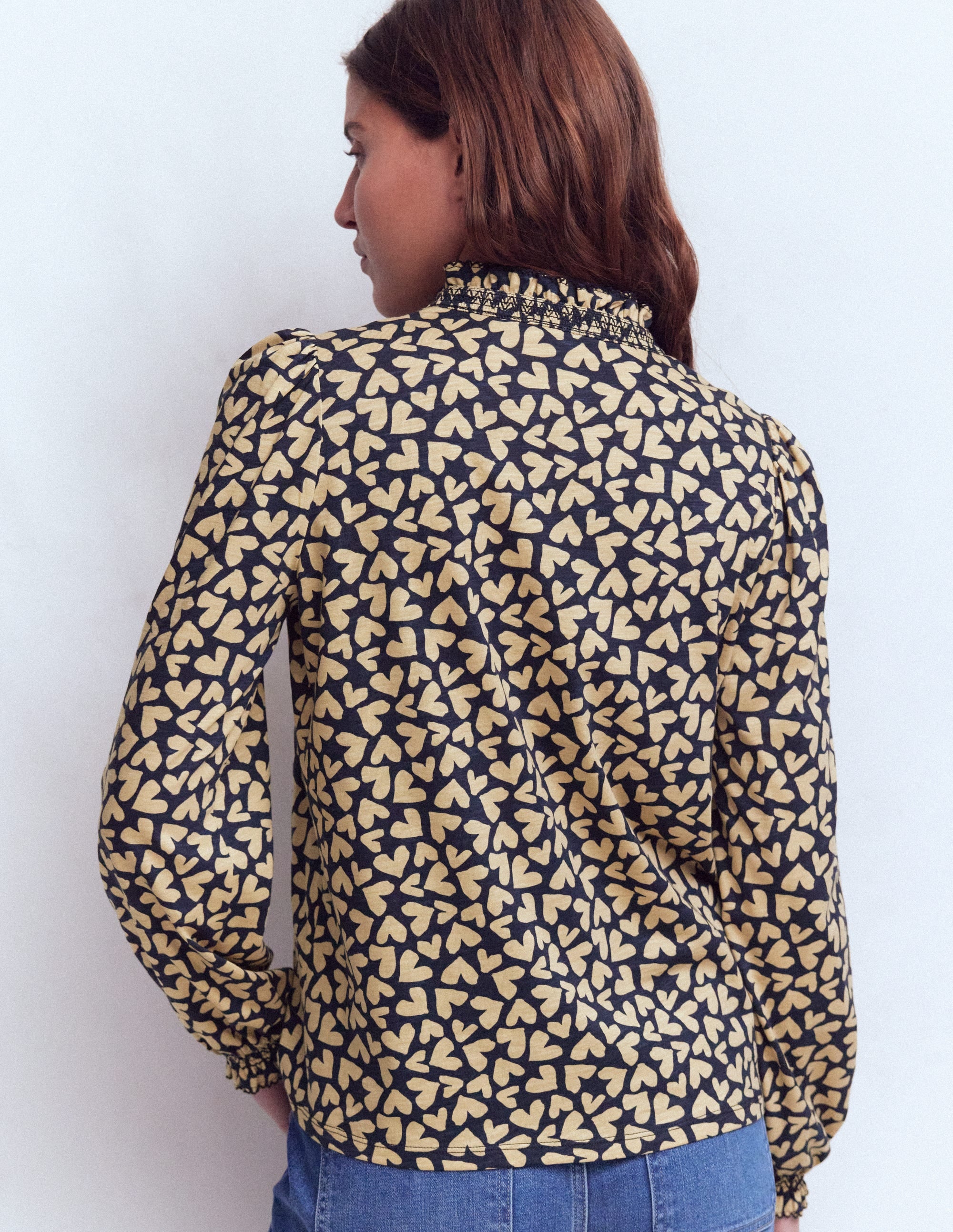 Effie Smocked Detail Shirt-Heart Scatter - Image 3