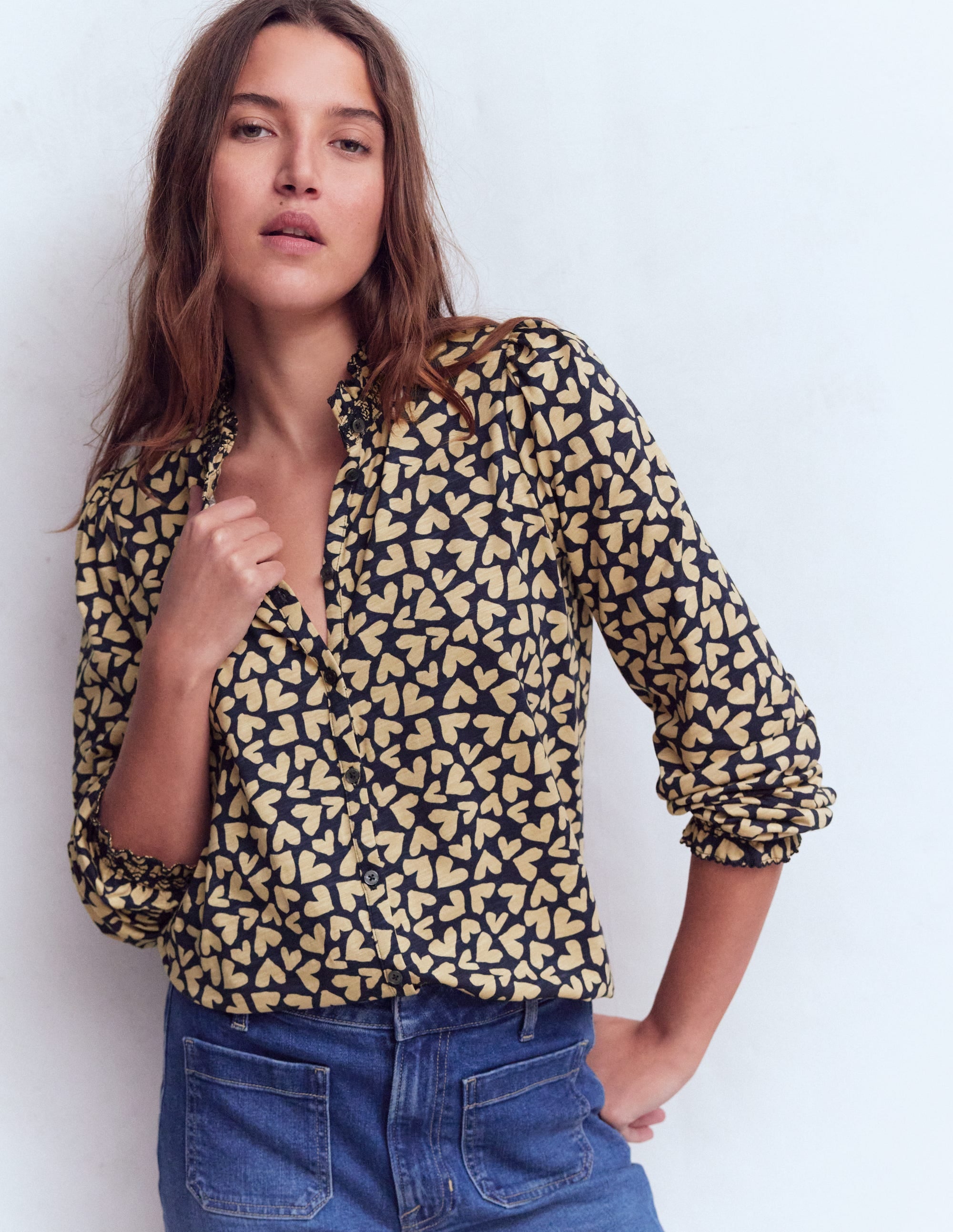 Effie Smocked Detail Shirt-Heart Scatter - Image 5