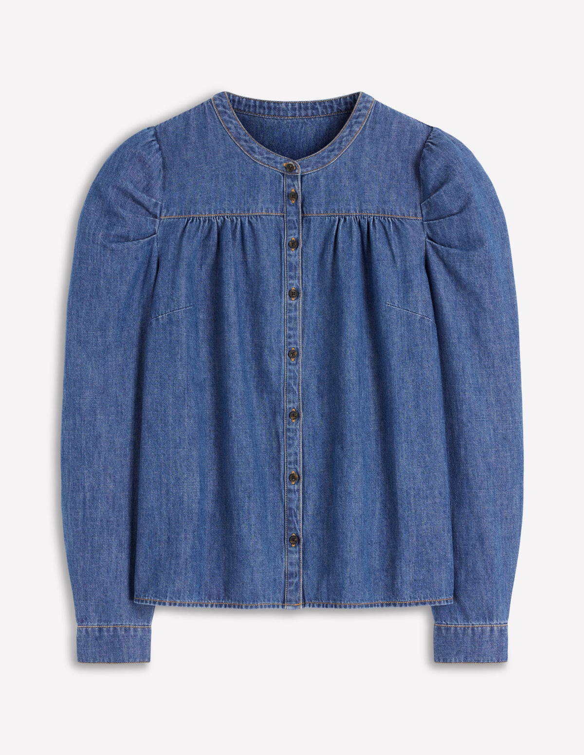 Jeanshemd mit Keulenärmeln-Blau - Image 6