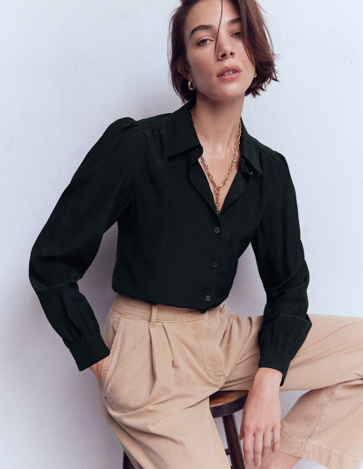 Chemise Sara en soie-Noir