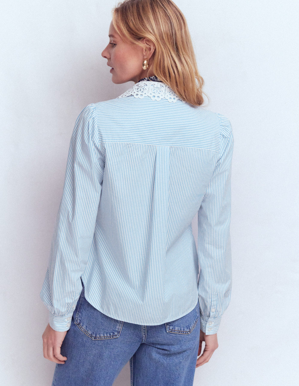 Cara Baumwollhemd-Blau/Weiß, Gestreift - Image 3