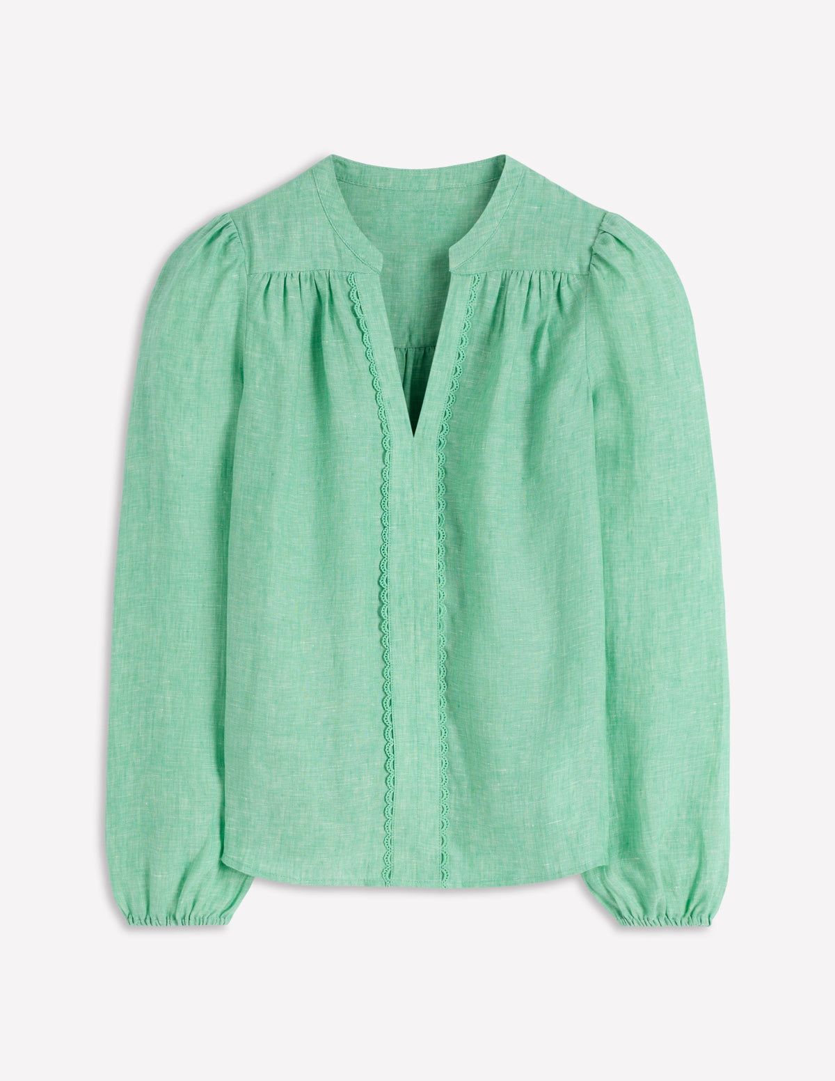 Leinenoberteil mit Besatz-Aloe-Grün Chambray - Image 6