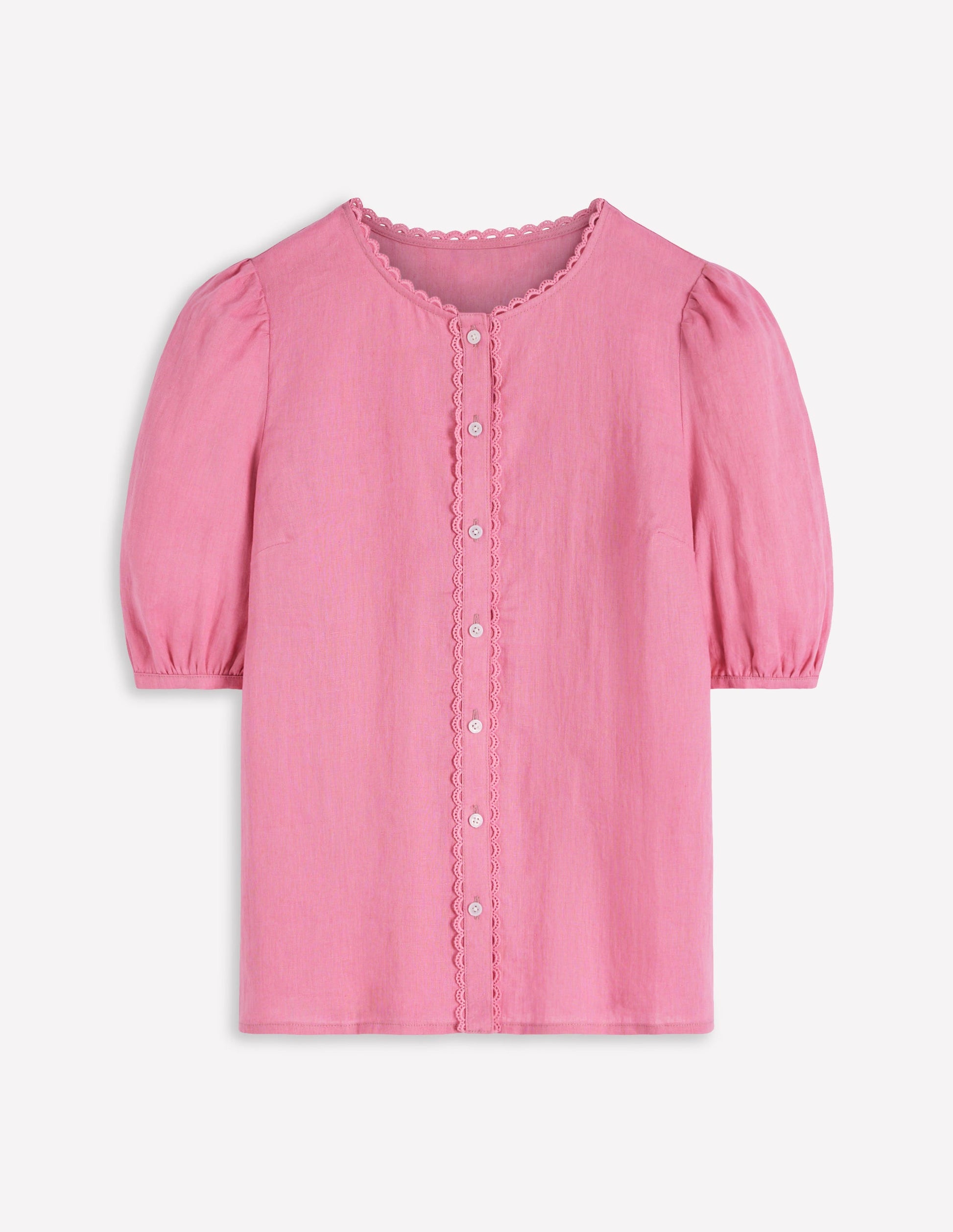 Leah Kurzärmeliges Leinenoberteil-Rosa Parfait-5