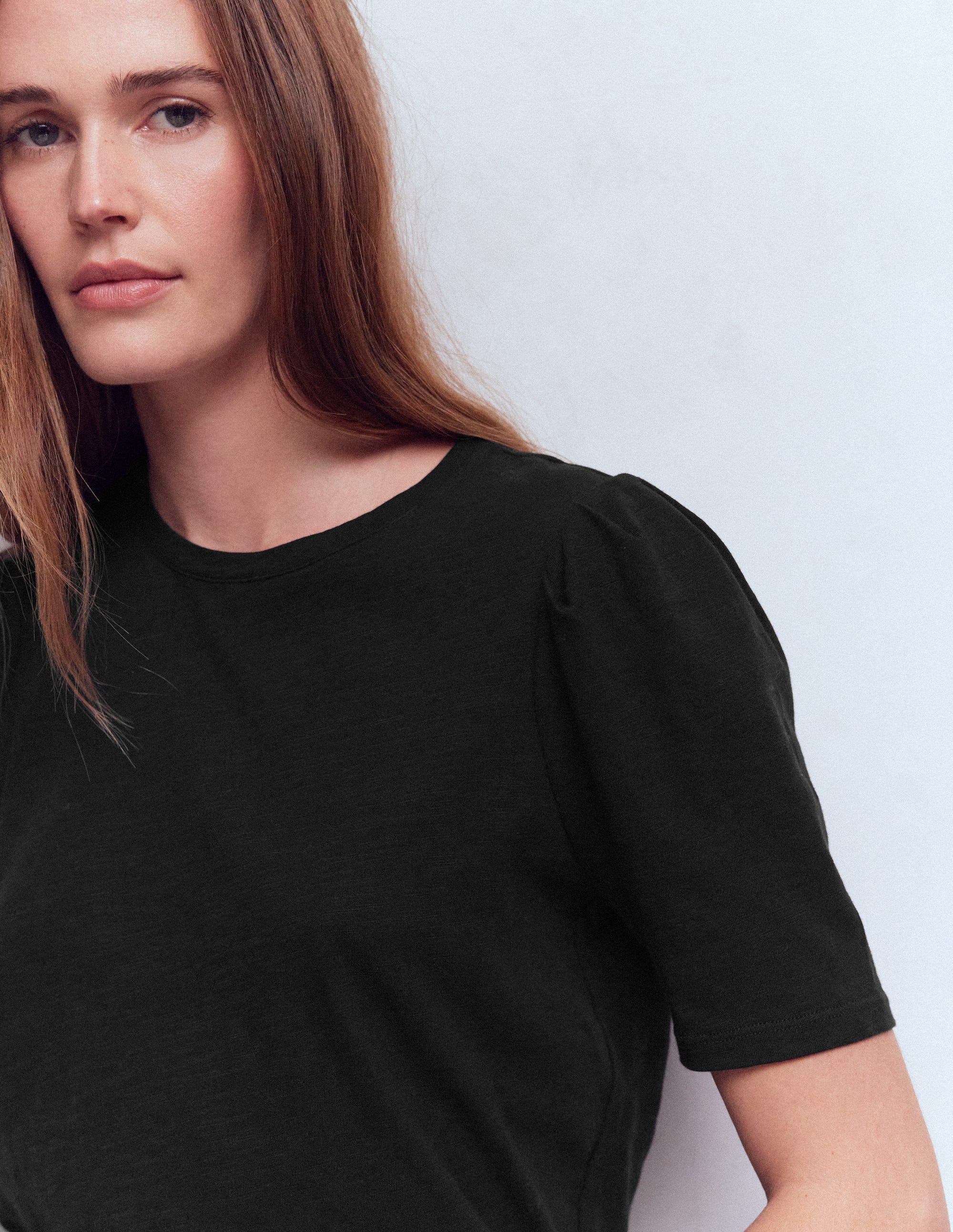 Sophie Puff Sleeve T-shirt-Black - Image 2