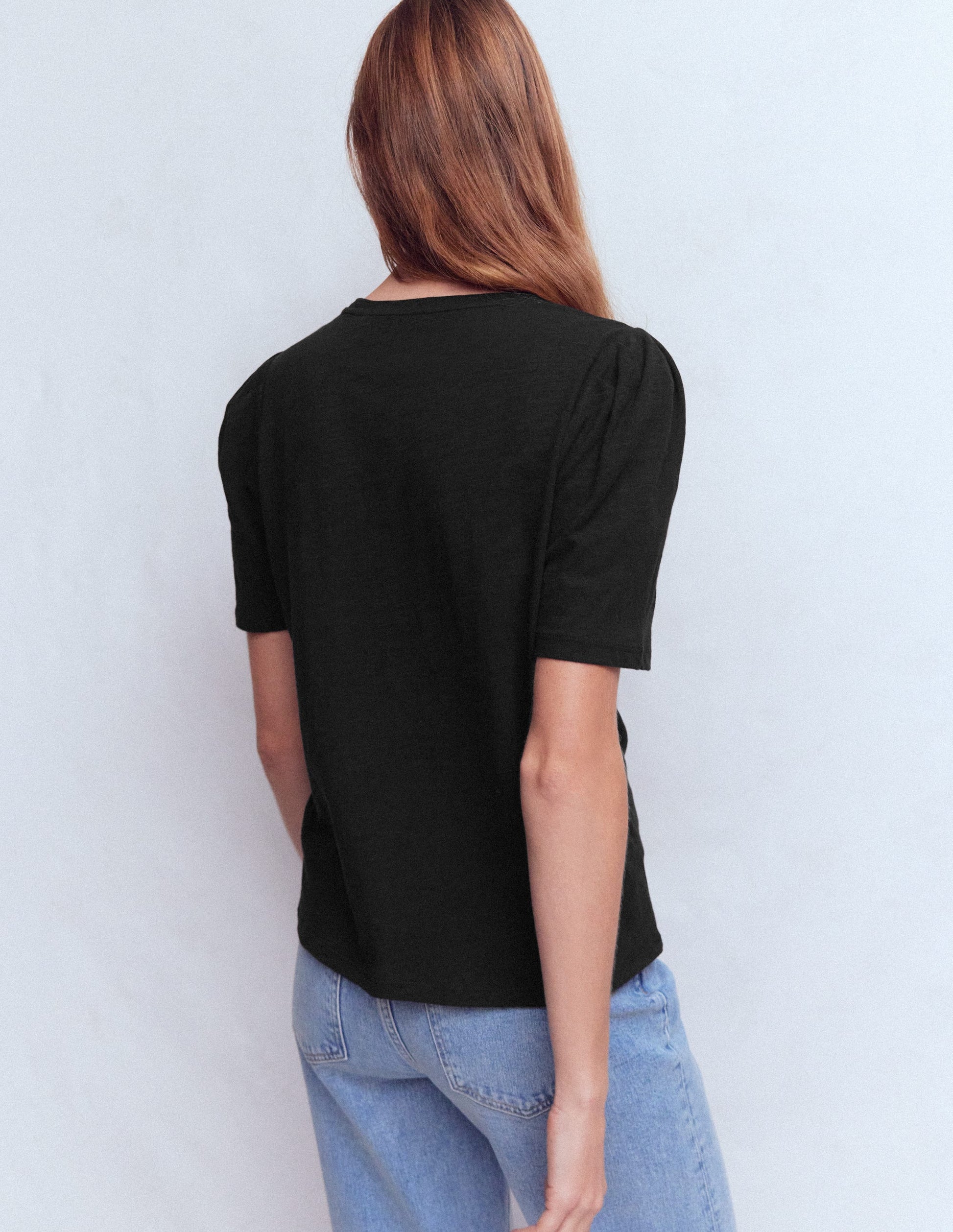 Sophie Puff Sleeve T-shirt-Black-3