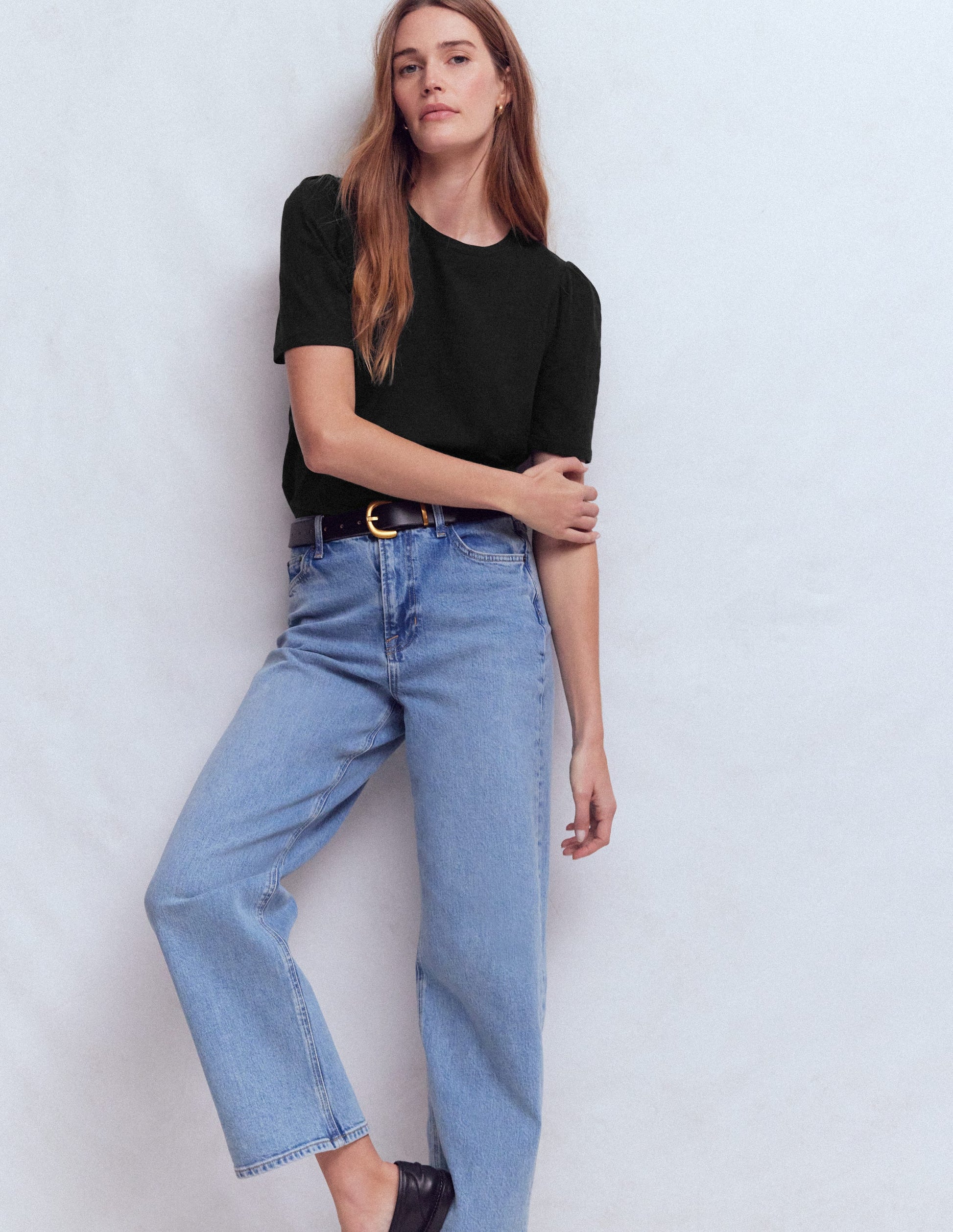 Sophie Puff Sleeve T-shirt-Black-4