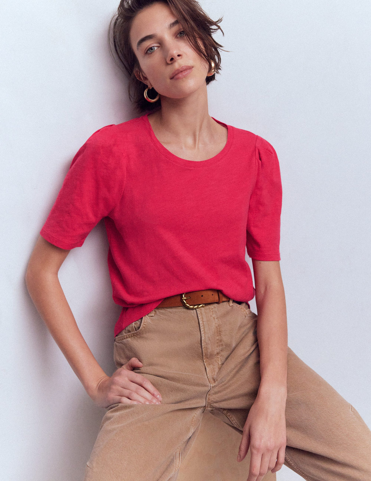 Sophie T-Shirt mit Puffärmeln-Opulentes Rosa-1