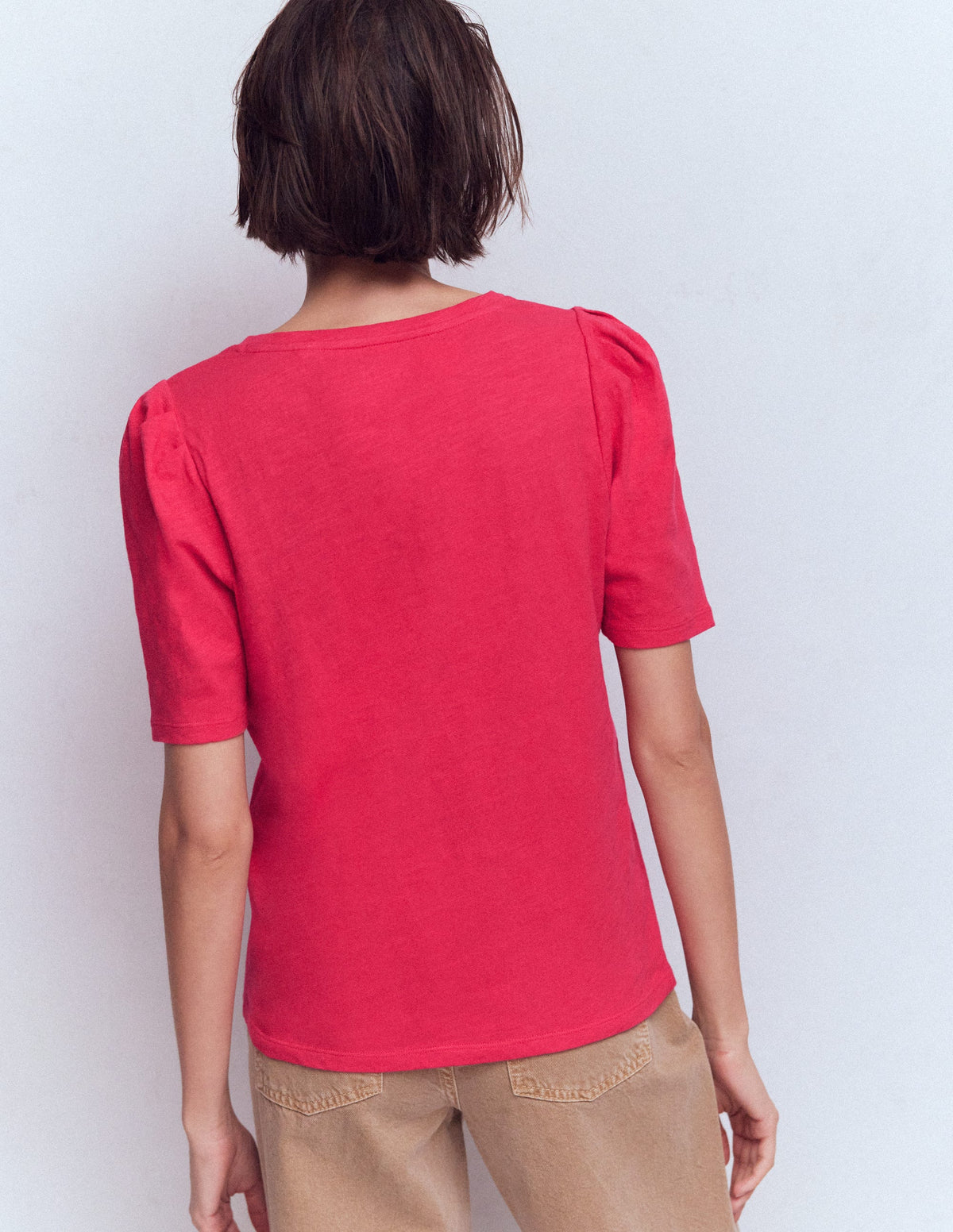 Sophie T-Shirt mit Puffärmeln-Opulentes Rosa-3