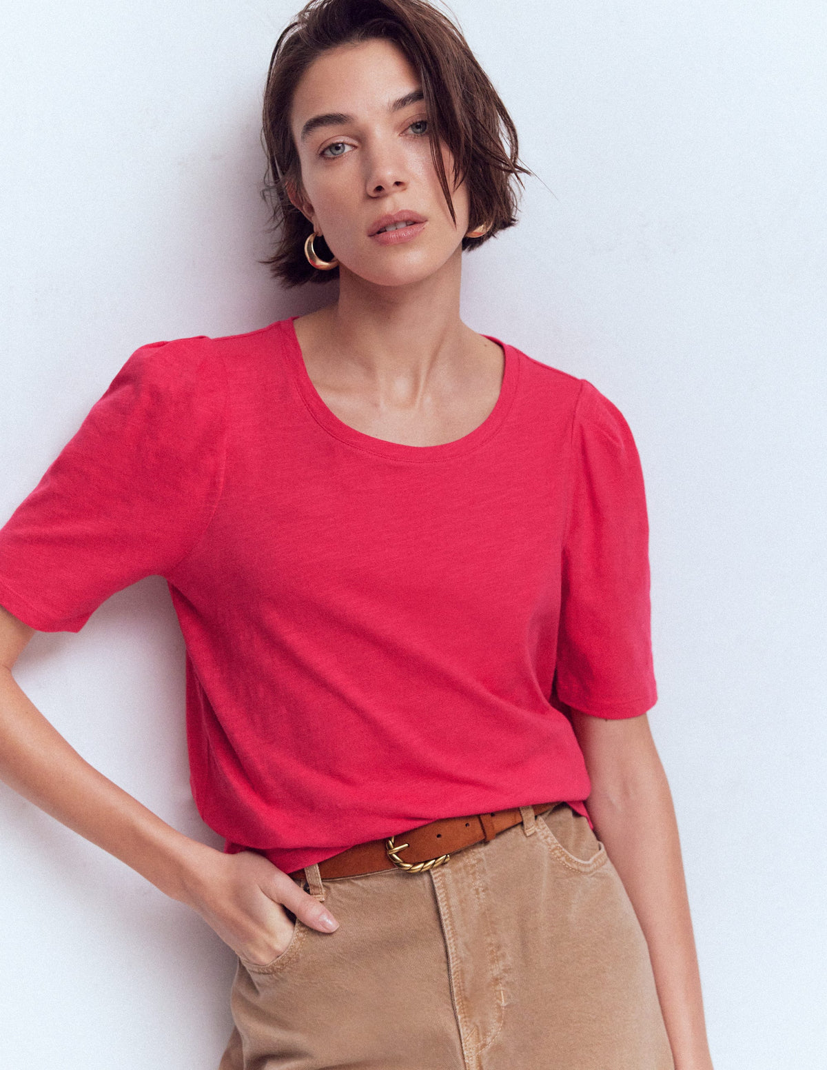 Sophie T-Shirt mit Puffärmeln-Opulentes Rosa-4