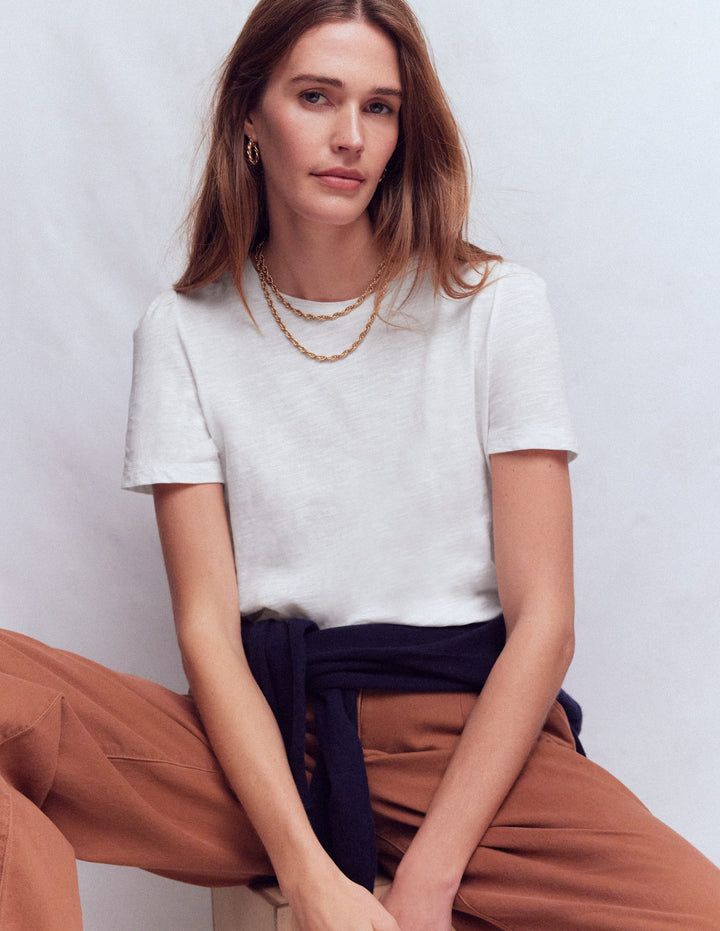 Sophie T-Shirt mit Puffärmeln-Weiß