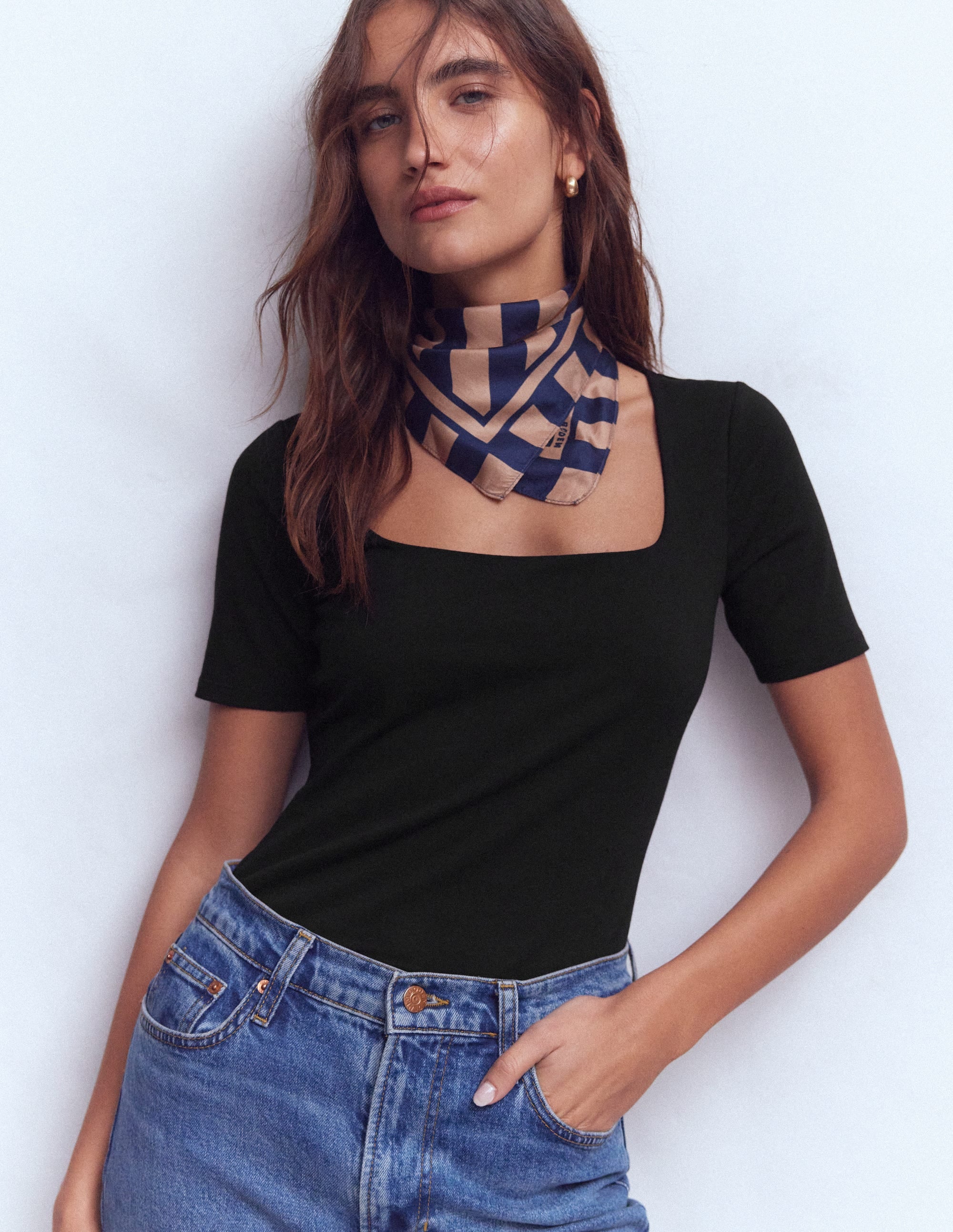 Brooke Doppellagiges T-Shirt-Schwarz - Image 1