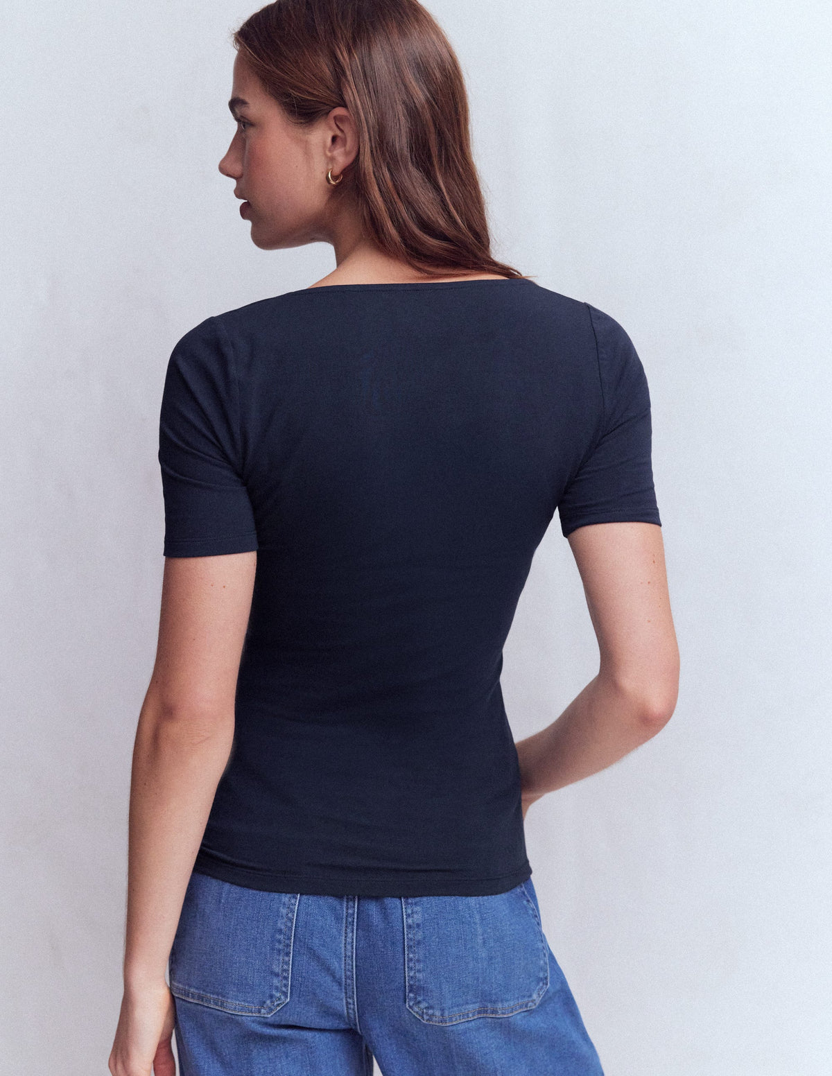 T-shirt Brooke double épaisseur-Bleu marine - Image 3