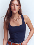 Brooke Doppellagiges Top-Marineblau