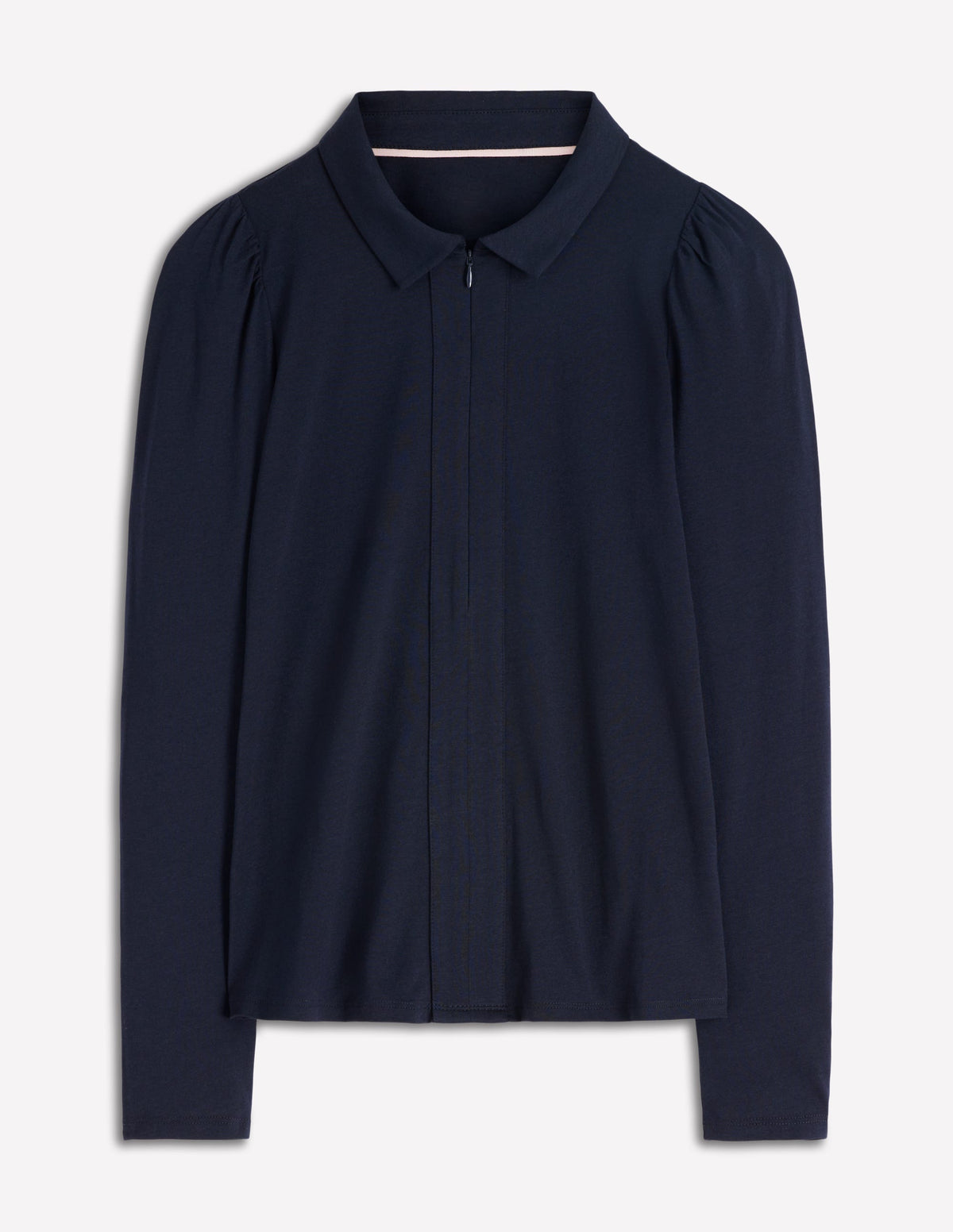 Top ultra-doux à col zippé-Bleu marine-5