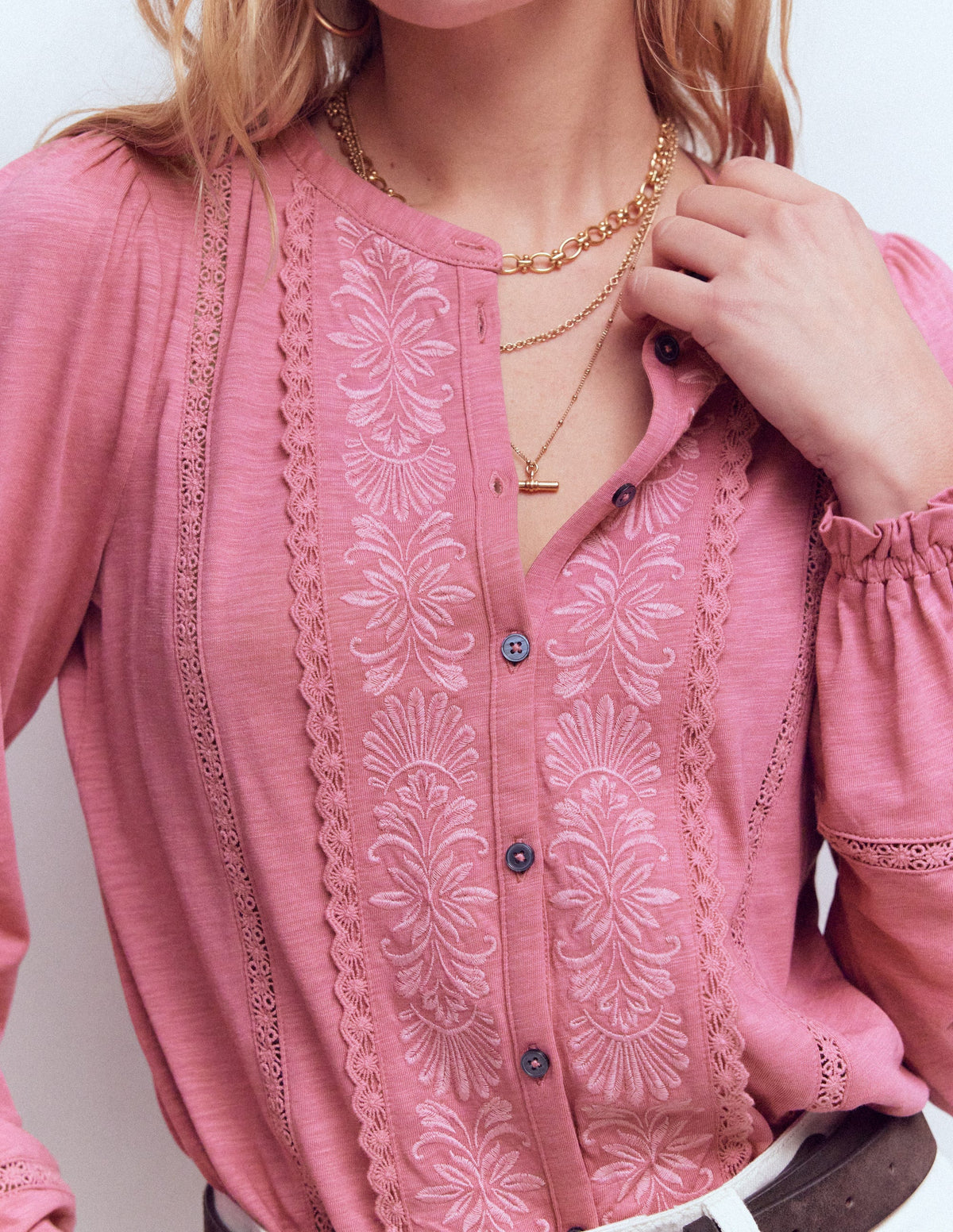 Besticktes Jerseyhemd-Rosa Heide-2