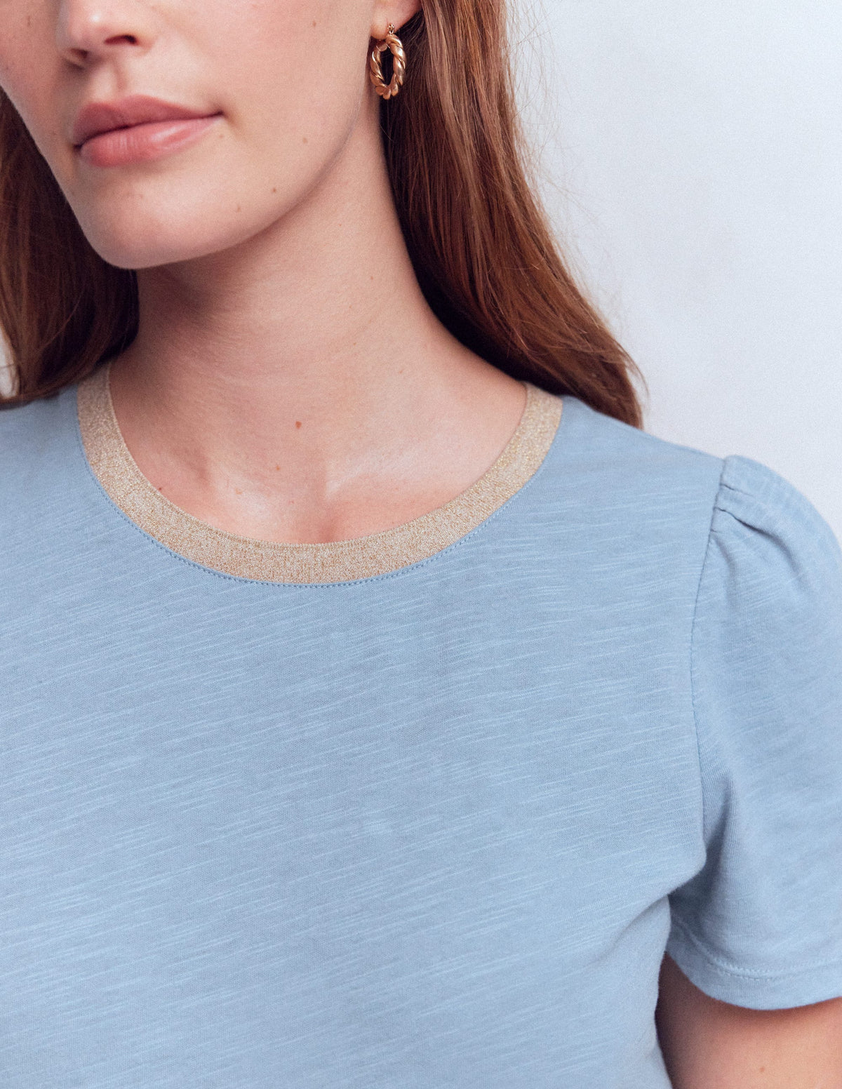 Metallic Trim T-Shirt-French Blue - Image 2