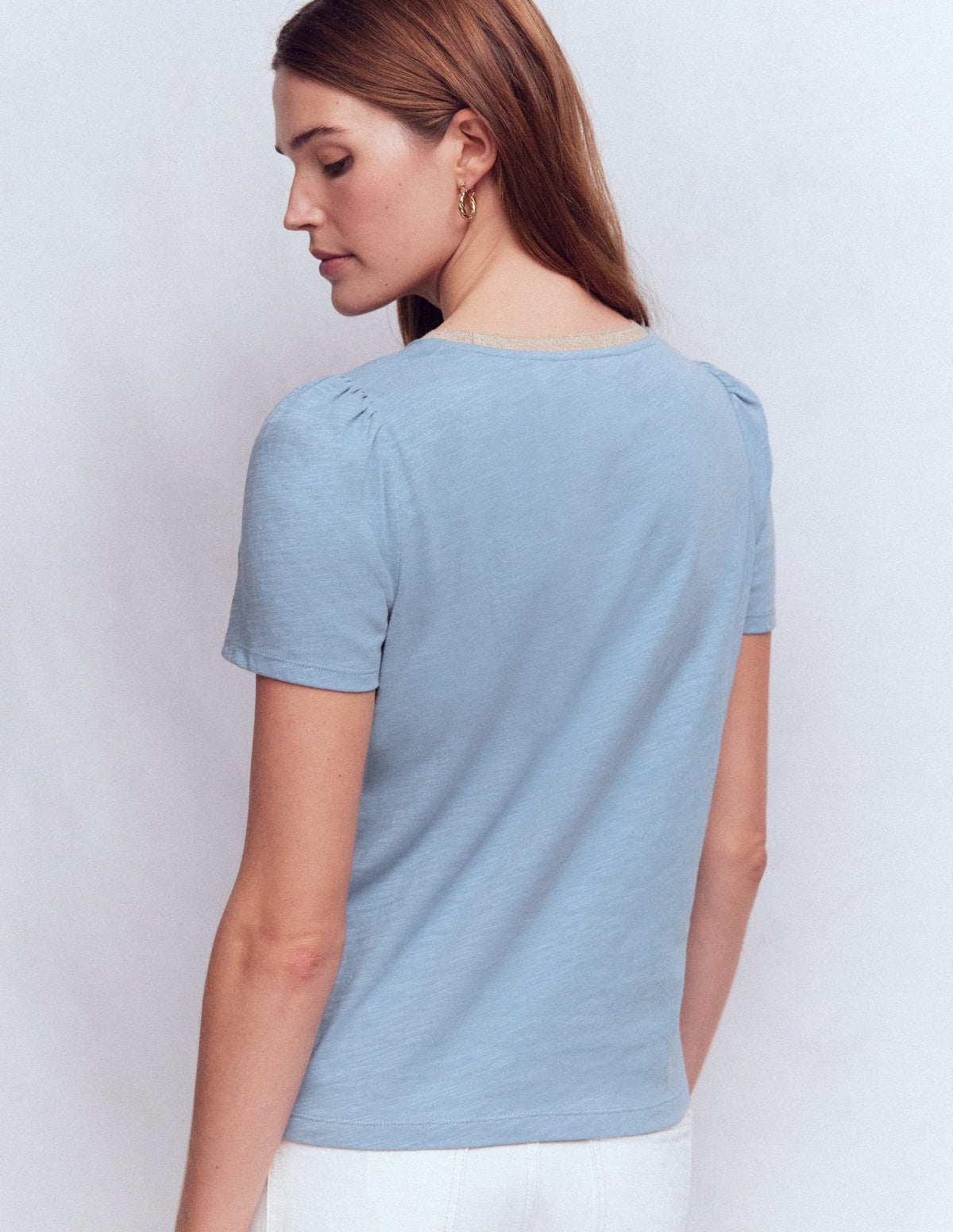 Metallic Trim T-Shirt-French Blue - Image 3