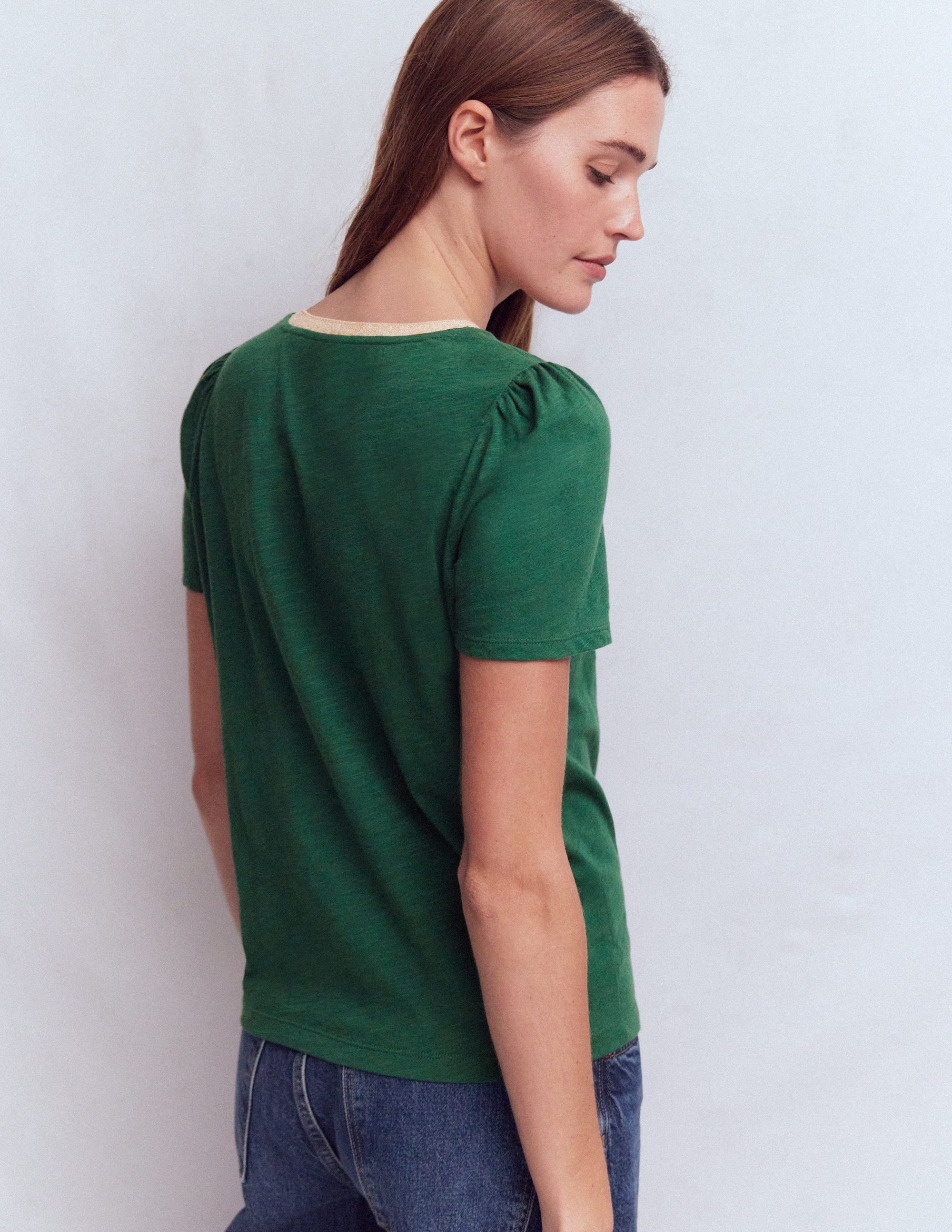 Metallic Trim T-Shirt-Trekking Green - Image 3