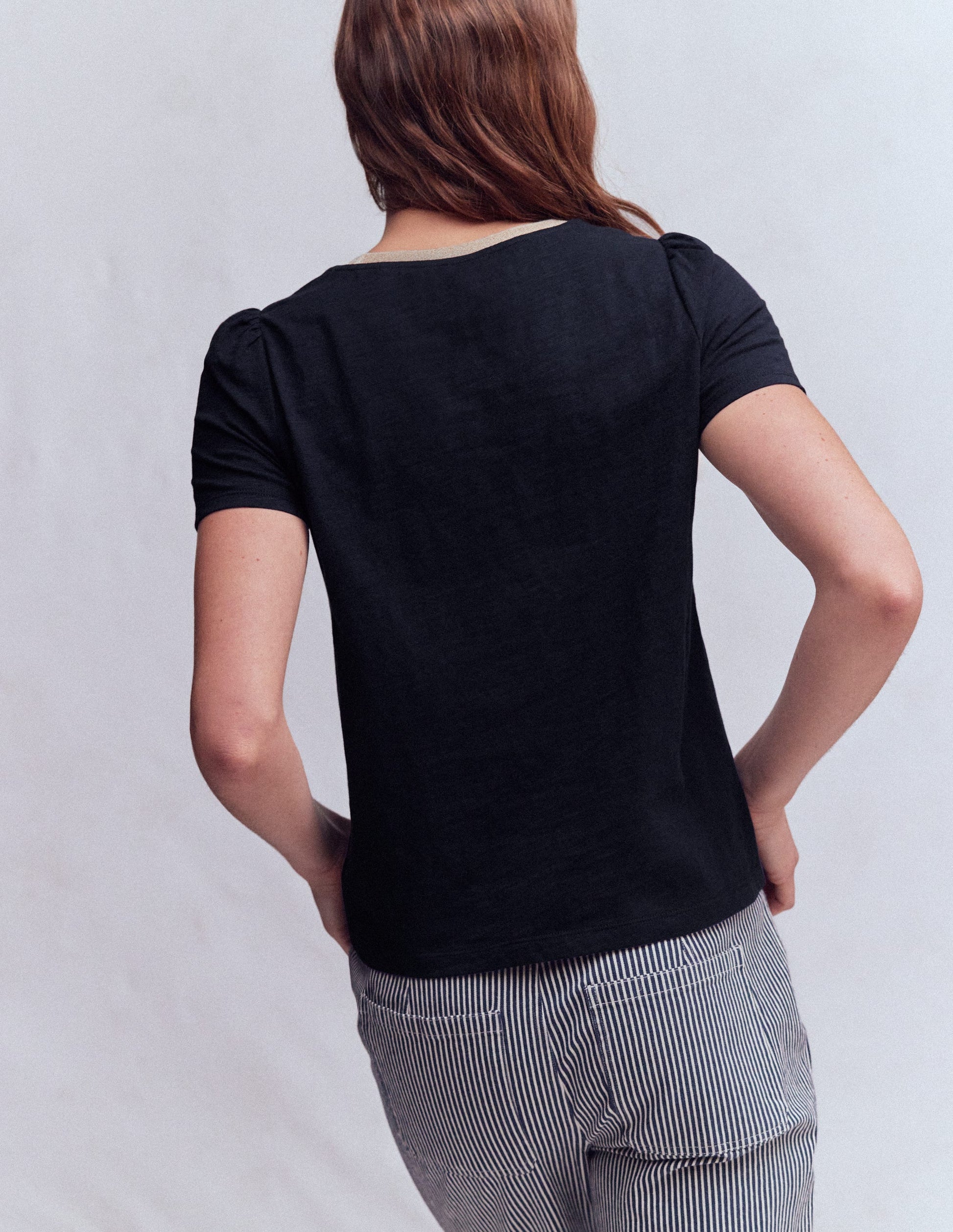 T-Shirt mit Metallic-Besatz-Marineblau-3