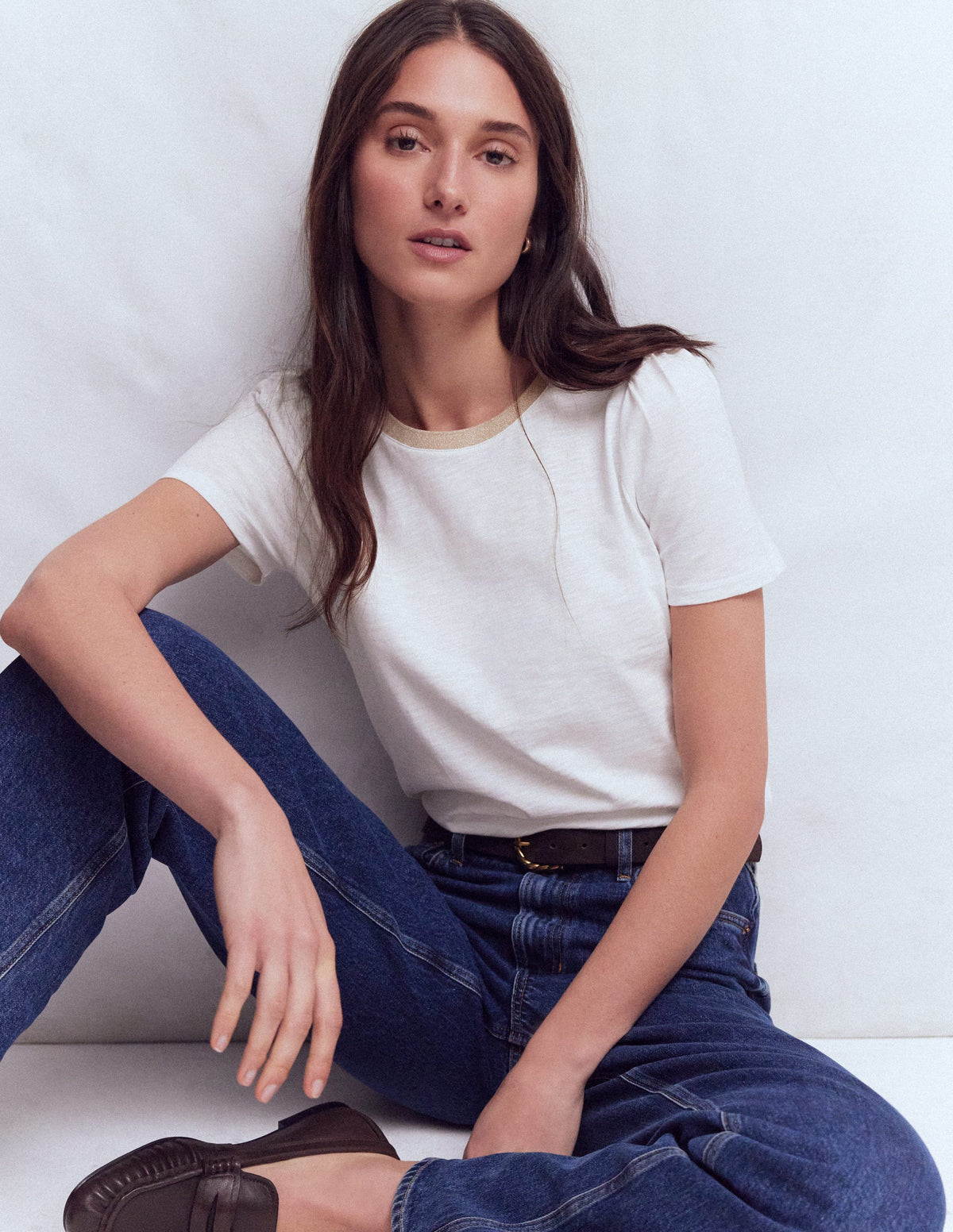T-Shirt mit Metallic-Besatz-Weiß-1