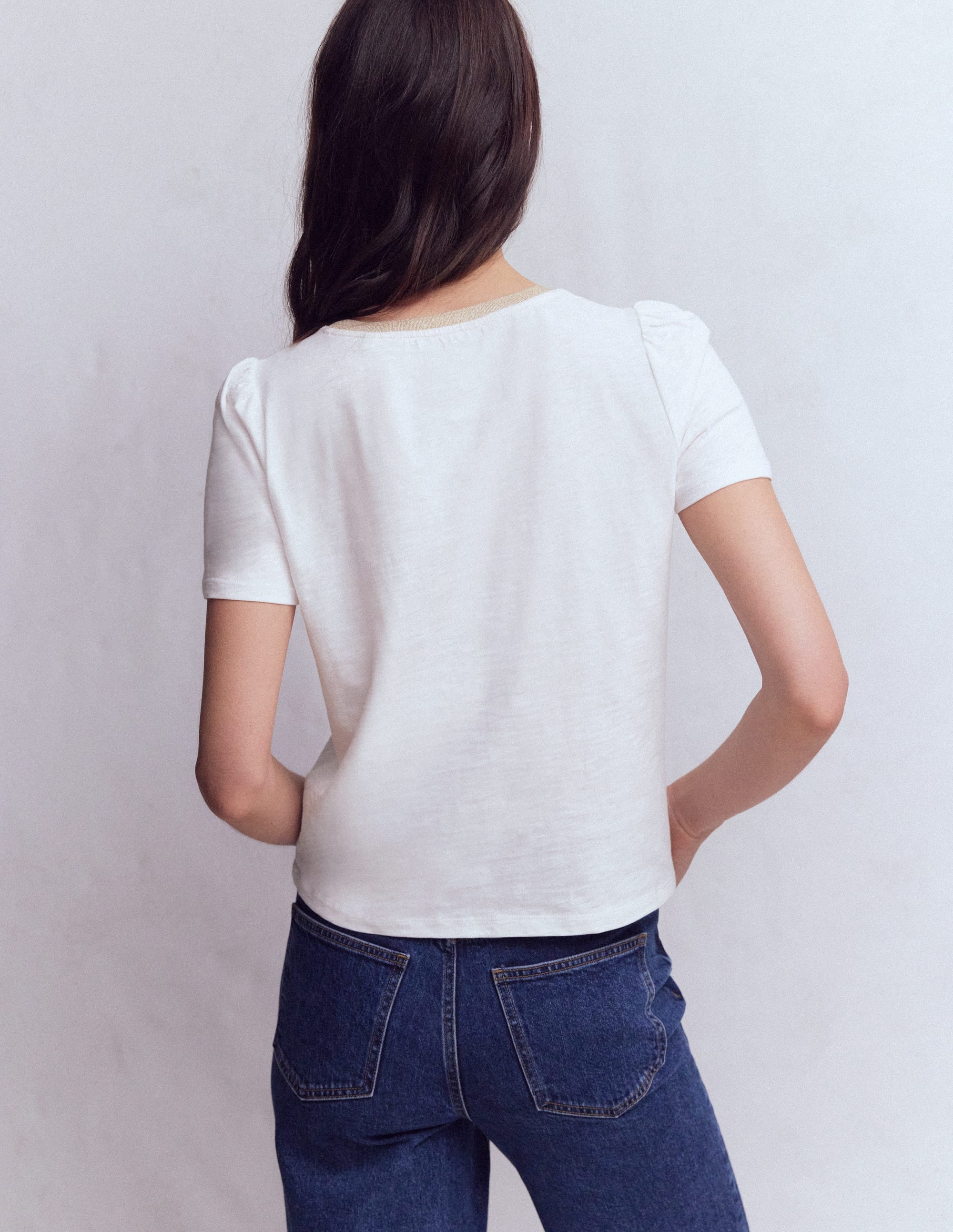 T-Shirt mit Metallic-Besatz-Weiß - Image 3