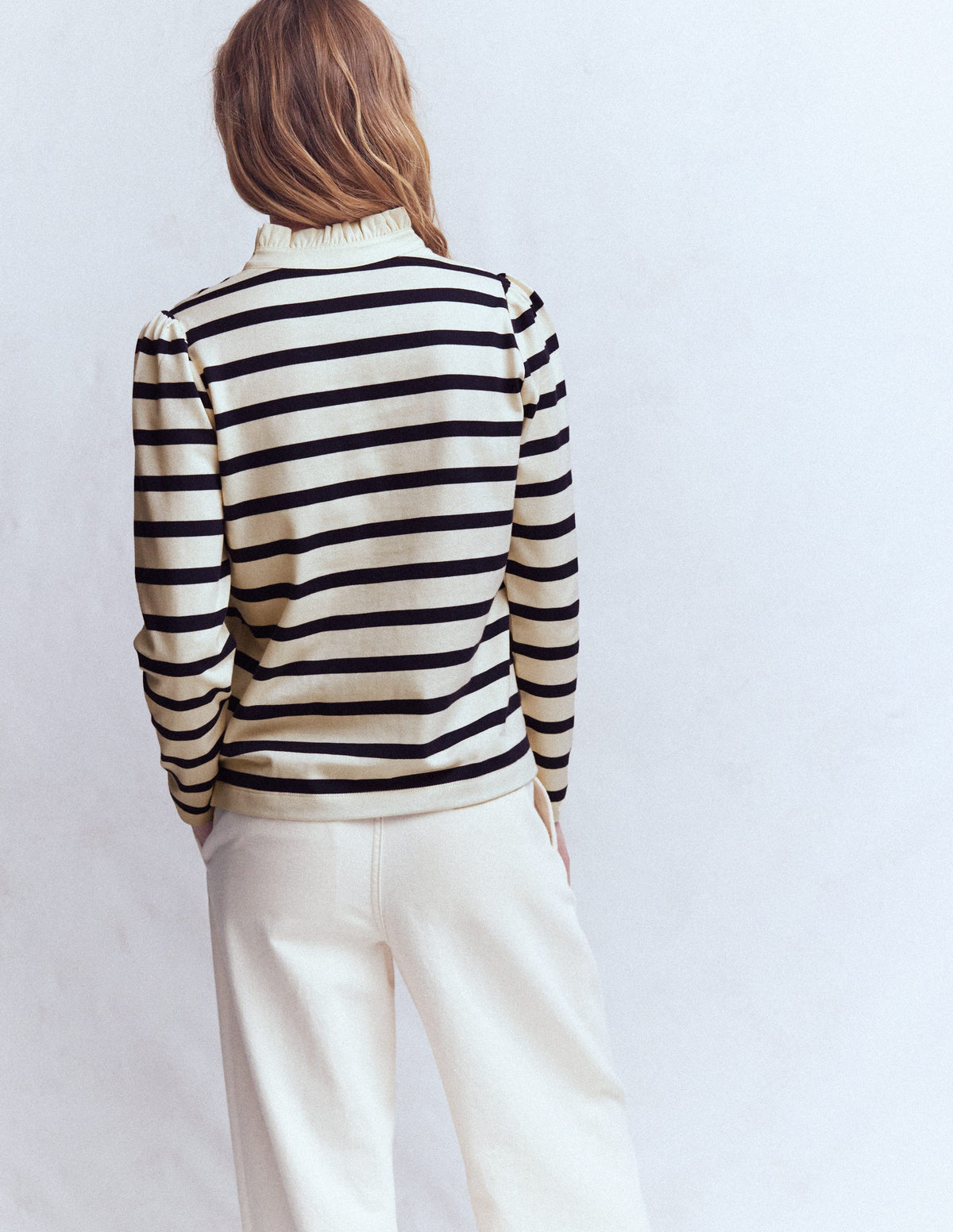 Ruffle Collar Mariner-Ivory and Navy Stripe-3