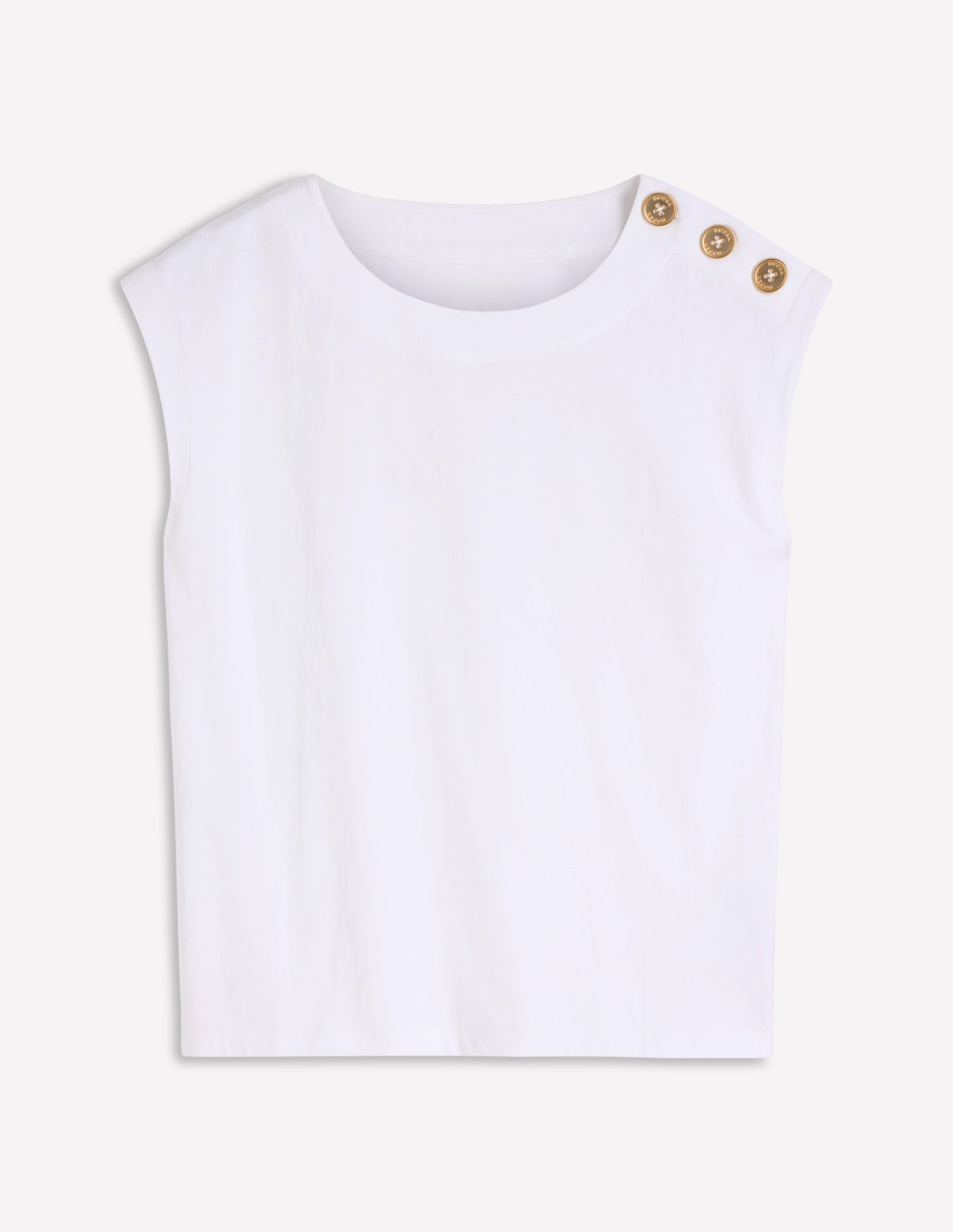 T-Shirt mit Knopfdetail-Weiß-5