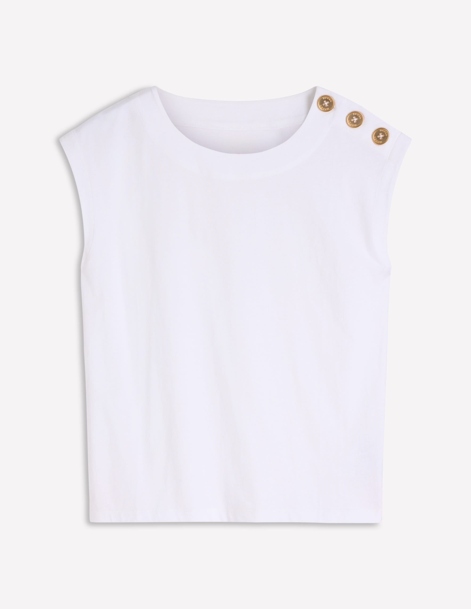 T-Shirt mit Knopfdetail-Weiß - Image 5
