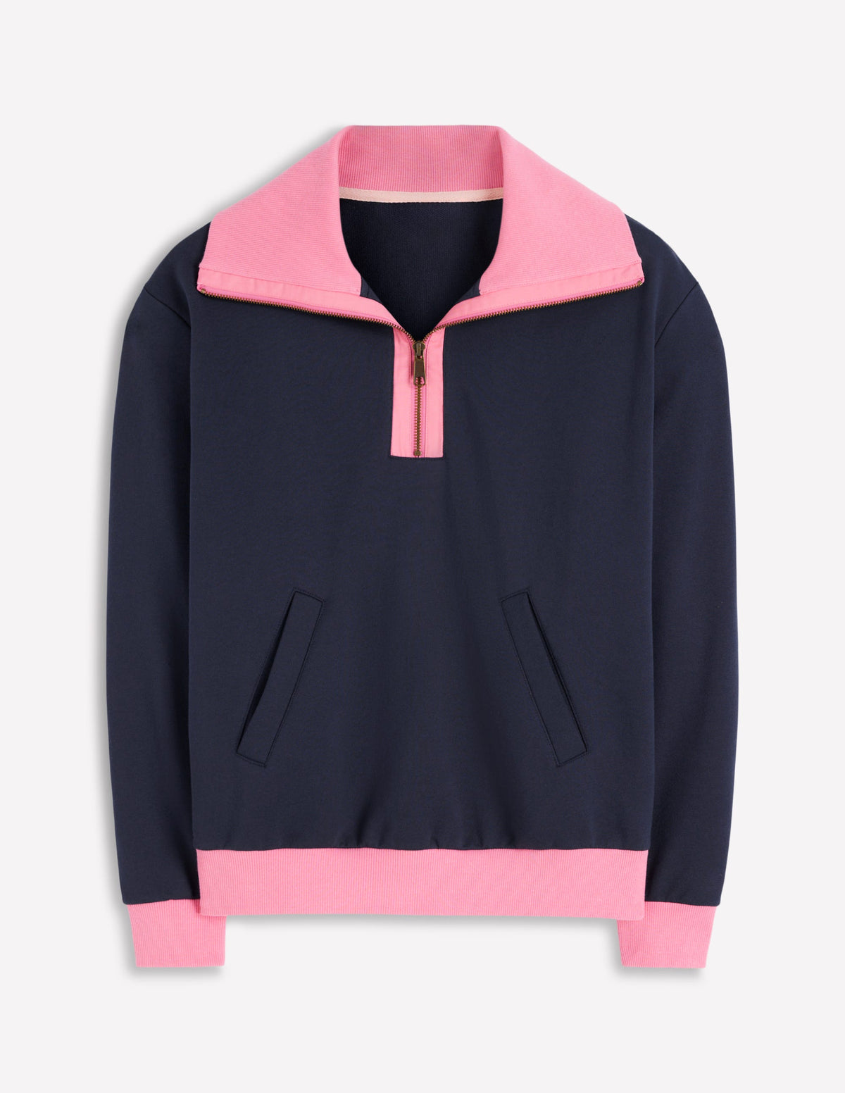 Sweatshirt in Blockfarben-Rosa und Marineblau - Image 6