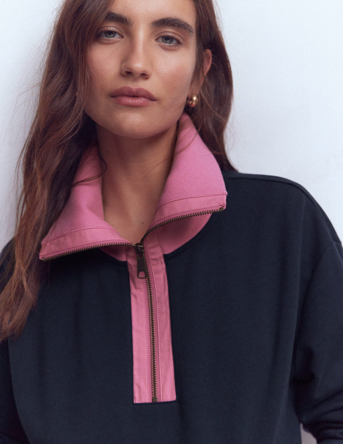 Sweatshirt in Blockfarben-Rosa und Marineblau - Image 2