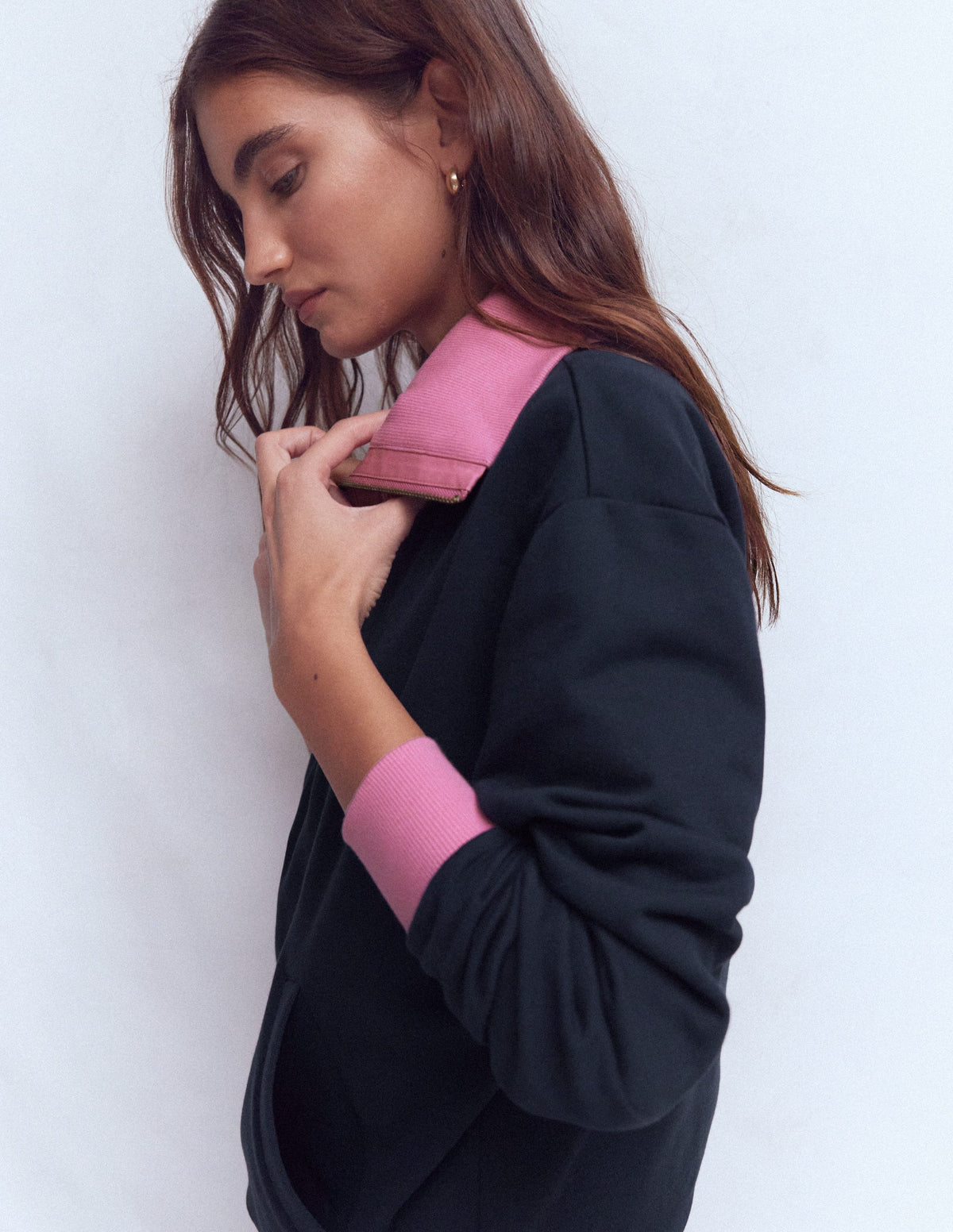 Sweatshirt in Blockfarben-Rosa und Marineblau - Image 5