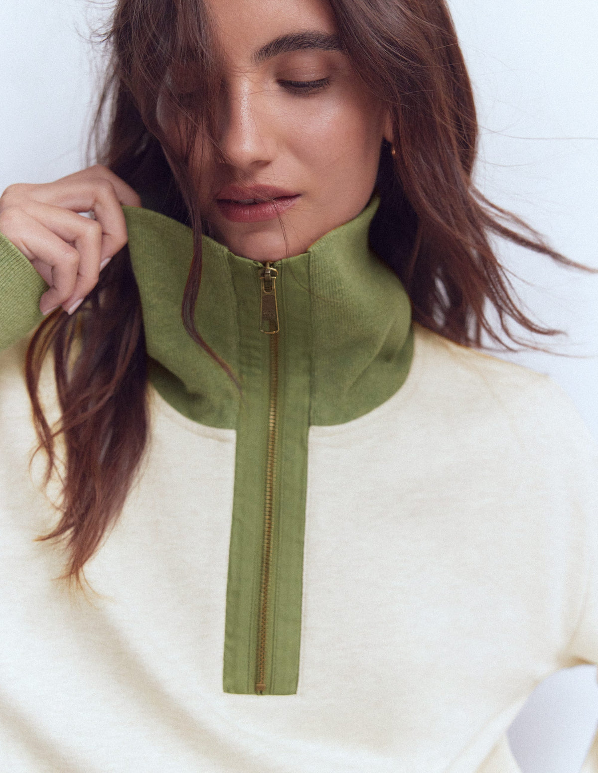 Sweat colourblock-Kaki et avoine chiné - Image 2