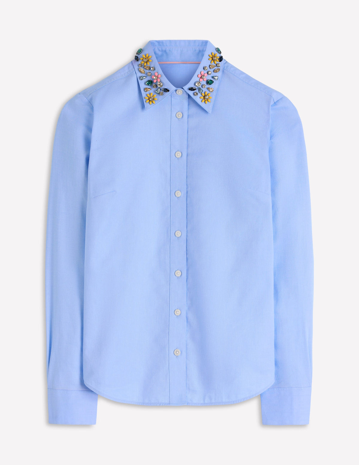 Sienna Trim Detail Shirt-blue Oxford, Jewel Collar - Image 7