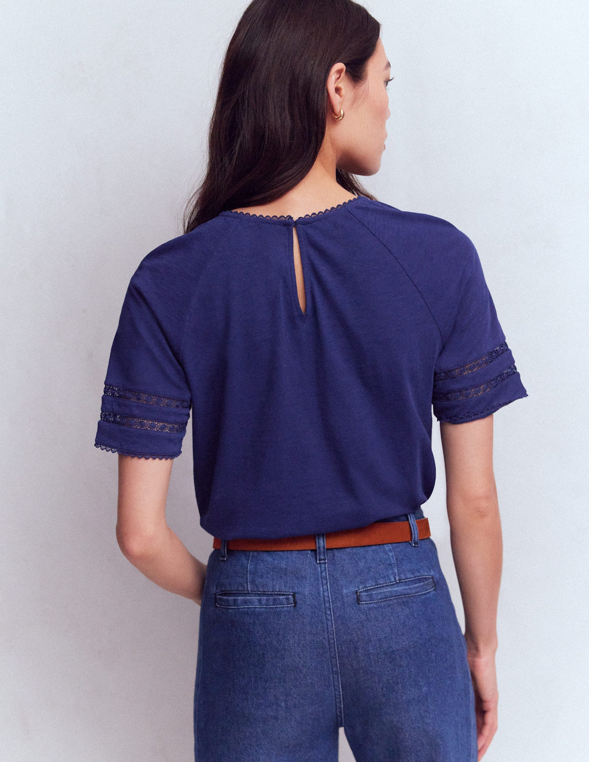 Poppy T-Shirt mit Rundhalsausschnitt und Besatz-Dämmerungsblau-3
