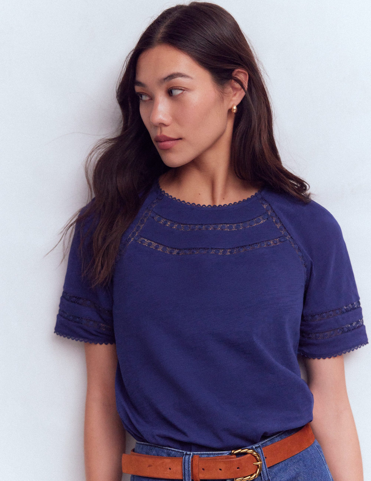 Poppy T-Shirt mit Rundhalsausschnitt und Besatz-Dämmerungsblau - Image 4