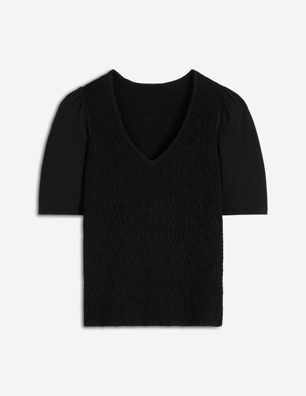 Top à col V et smocks-Noir - Image 5