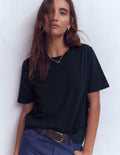 Baumwoll-T-Shirt mit Rundhalsausschnitt-Marineblau