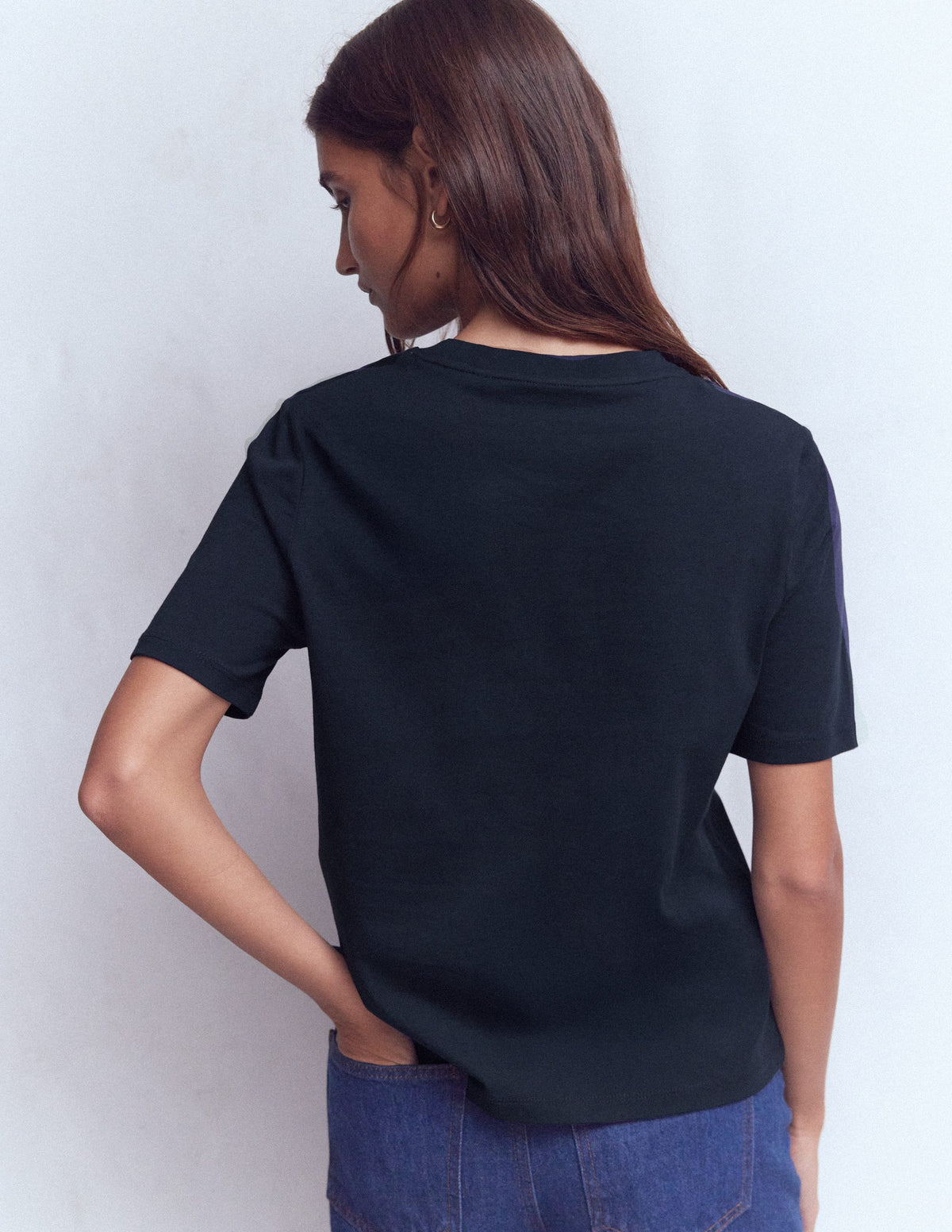 Baumwoll-T-Shirt mit Rundhalsausschnitt-Marineblau - Image 3