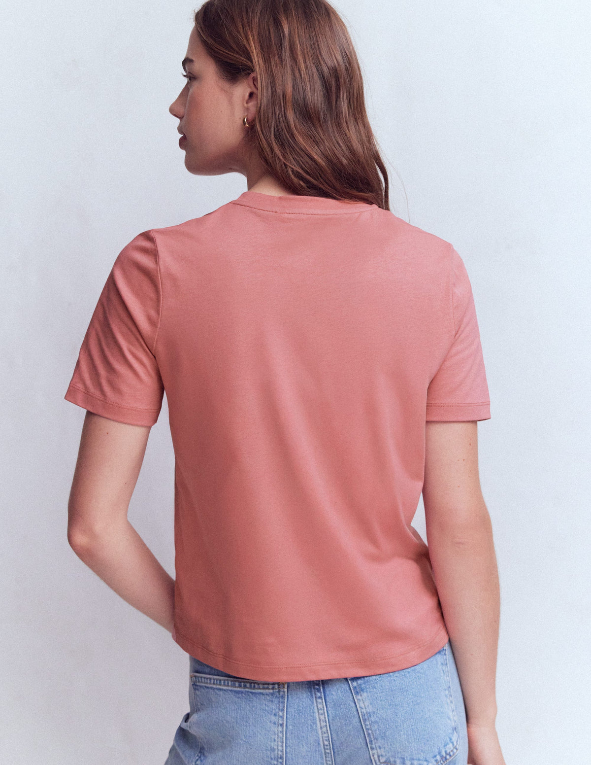 Baumwoll-T-Shirt mit Rundhalsausschnitt-Vintagerosa - Image 3